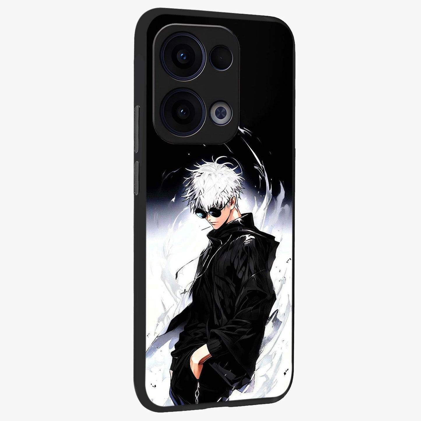 Limitless Shadow King Glass Case upright view showcasing bold shadow warrior artwork with epic fantasy theme.