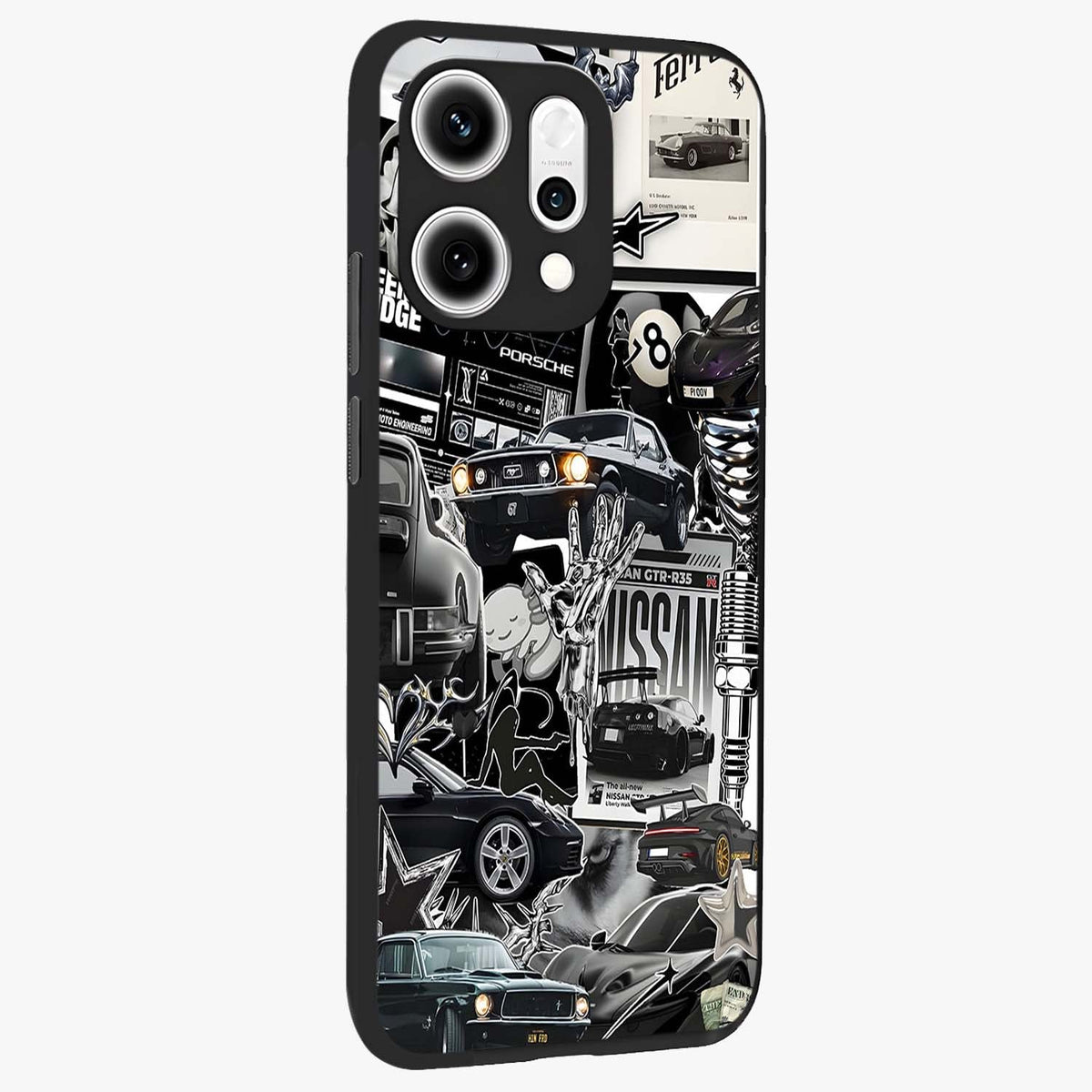 Aesthetic Dark Love Glass Case upright view showcasing dramatic romantic artwork with modern aesthetic style.