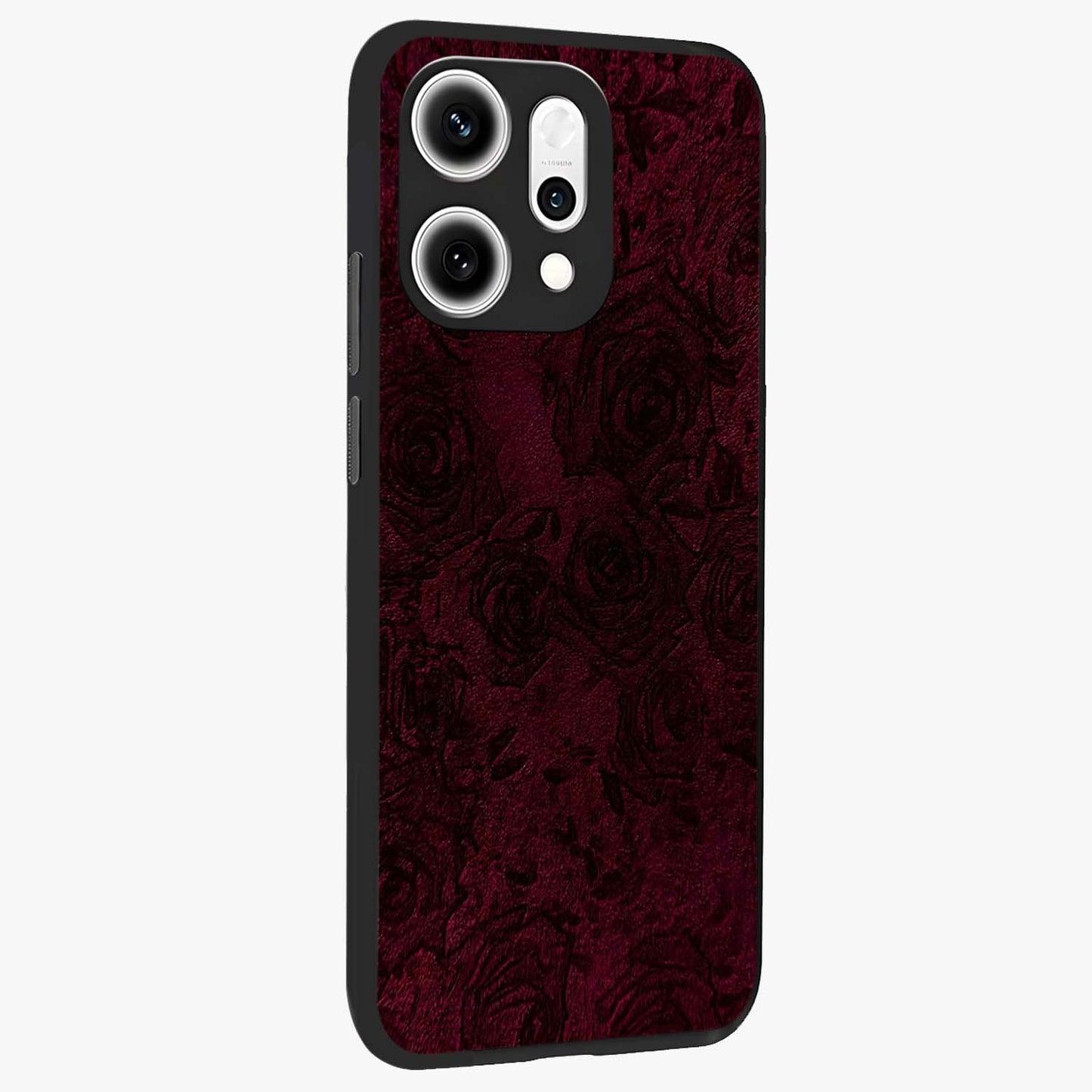 Crimson Fade Flow Glass Case upright view showcasing dynamic crimson flow artwork with stylish abstract theme.