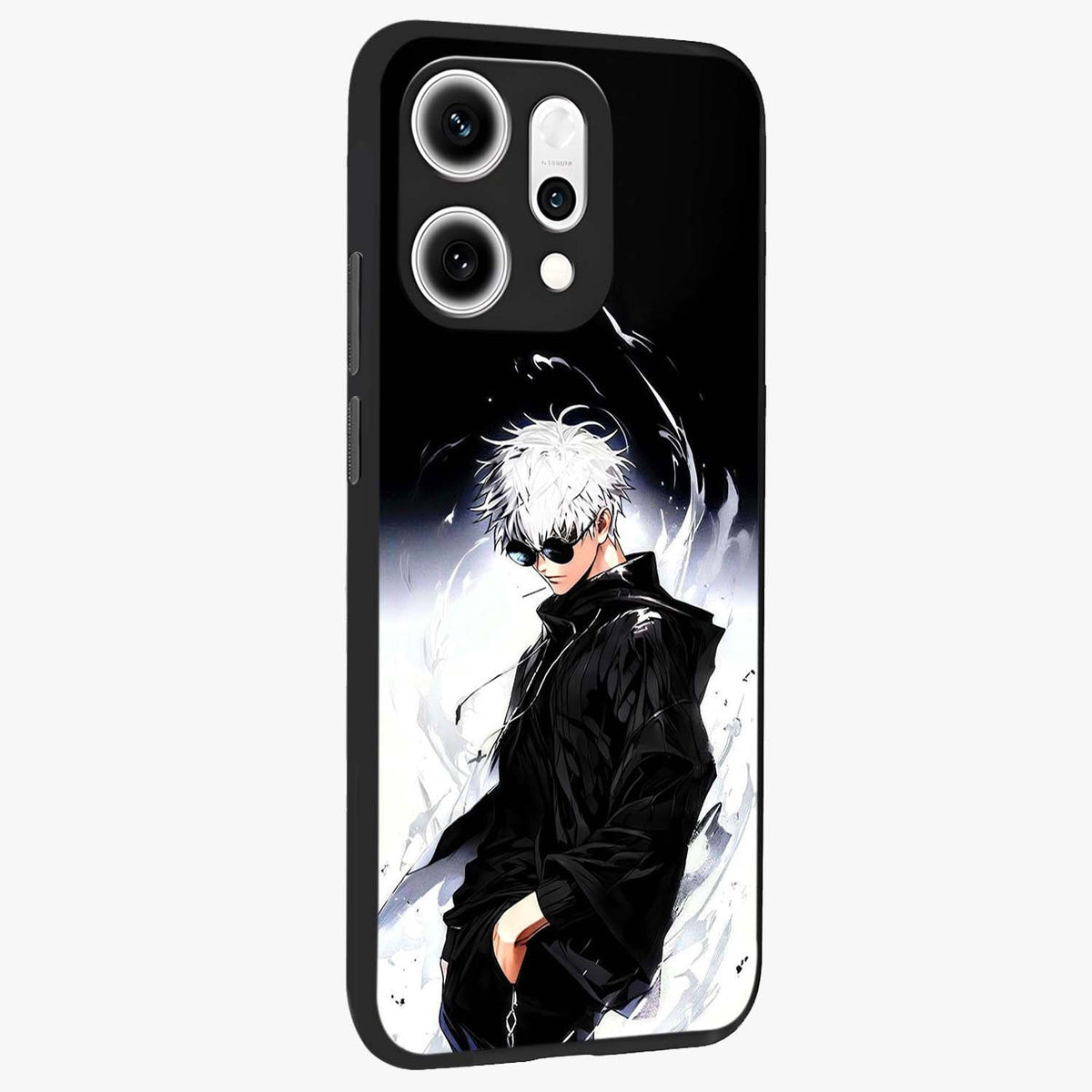 Limitless Shadow King Glass Case upright view showcasing bold shadow warrior artwork with epic fantasy theme.