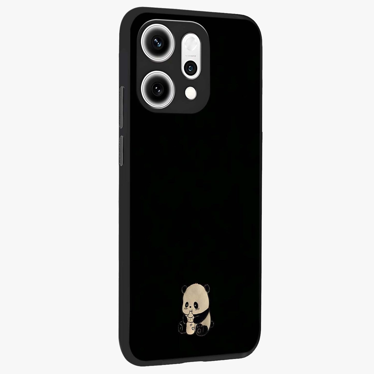 Midnight Panda Love Glass Case upright view showcasing charming panda artwork with playful romantic theme.