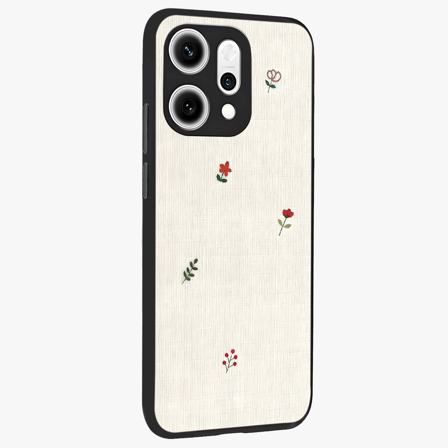 Minimalistic Blue With White Flower Pattern Glass Case upright view showcasing clean white flower artwork with calming blue theme.