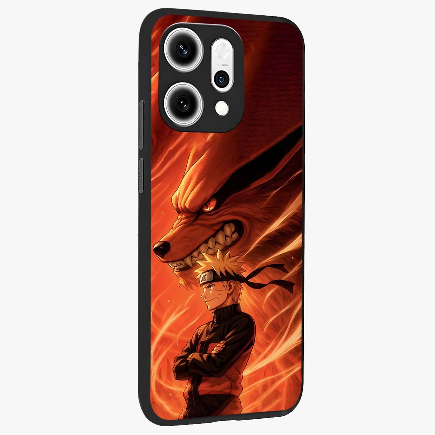 Nine Tails Legacy Glass Case upright view showcasing dramatic nine-tails artwork with intense anime themed design.