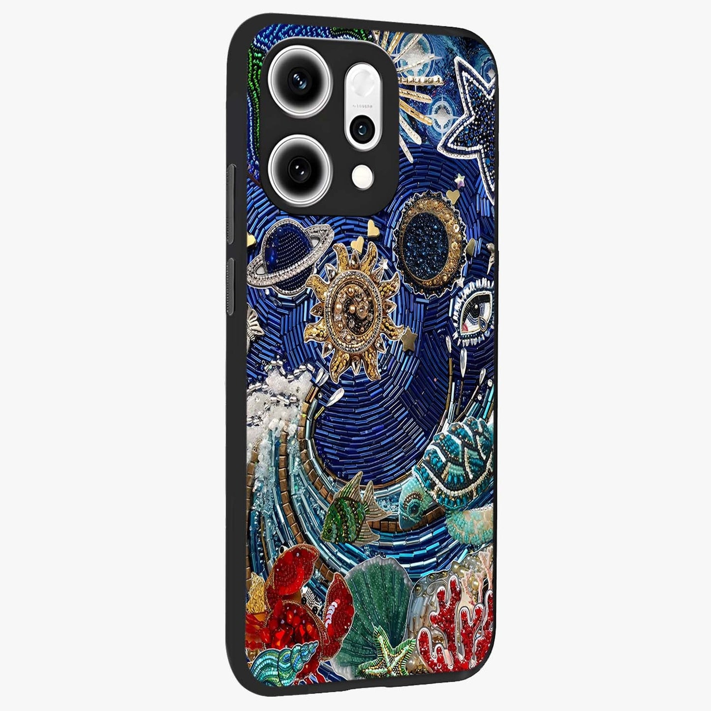 Universe Underwater Spark Glass Case upright view showcasing magical underwater galaxy artwork with vibrant cosmic theme.