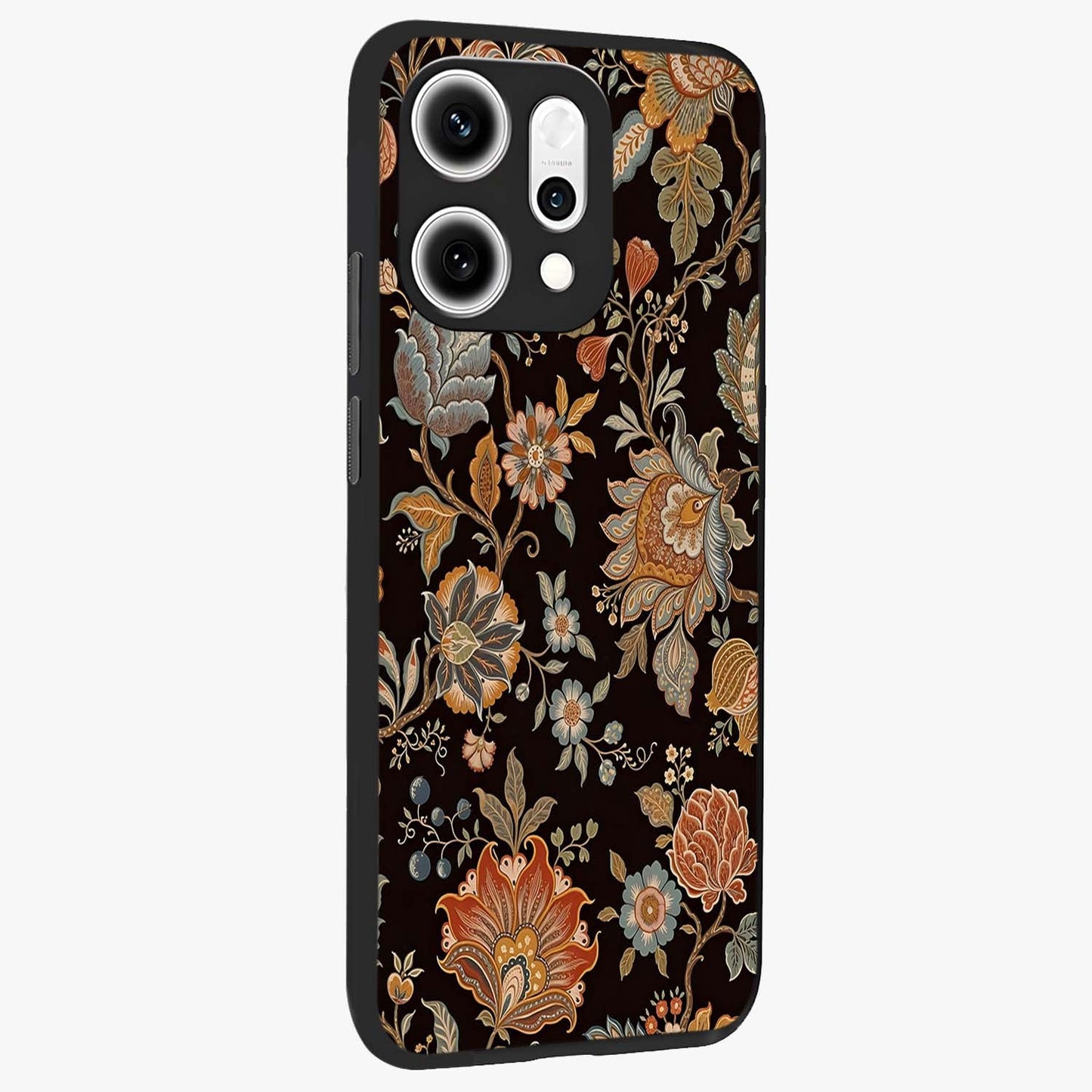 Vintage Floral Dream Glass Case upright view showcasing delicate floral artwork with timeless vintage theme.
