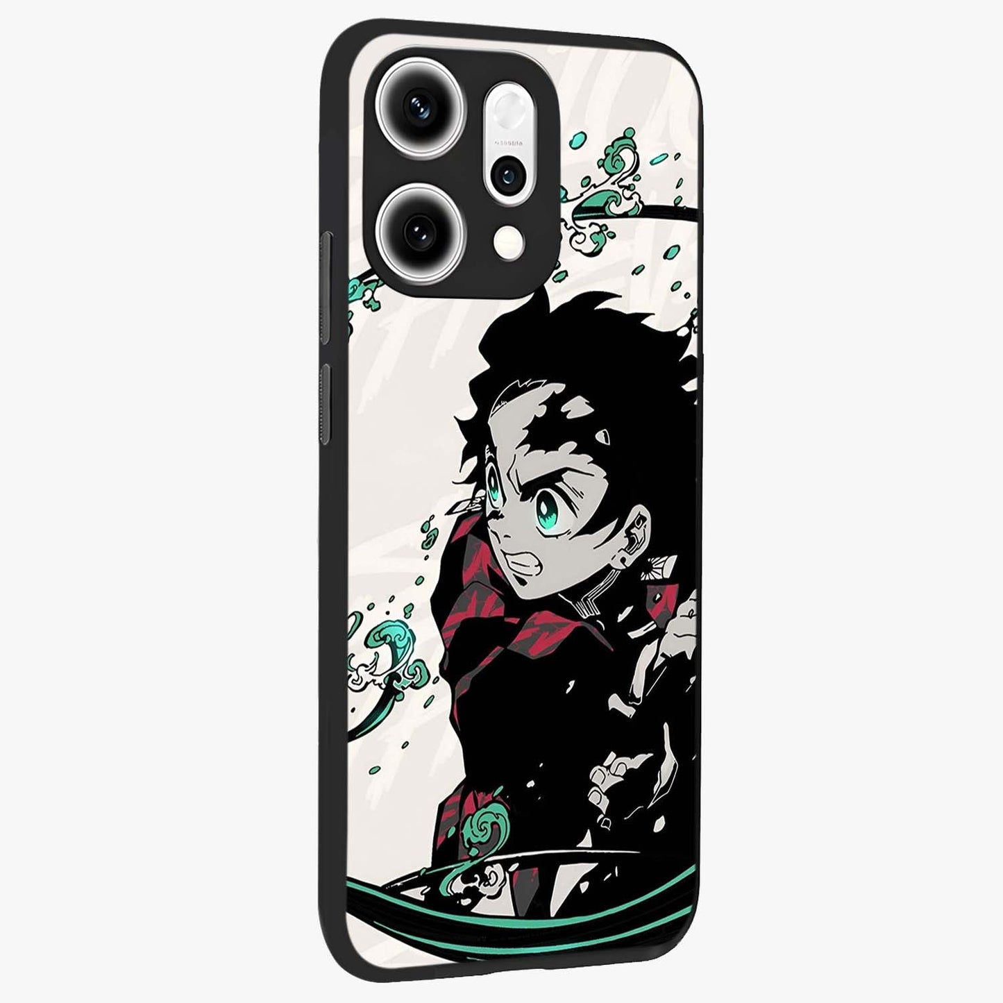 Demon Slayer Glass Case upright view showcasing powerful anime artwork with intense warrior theme.