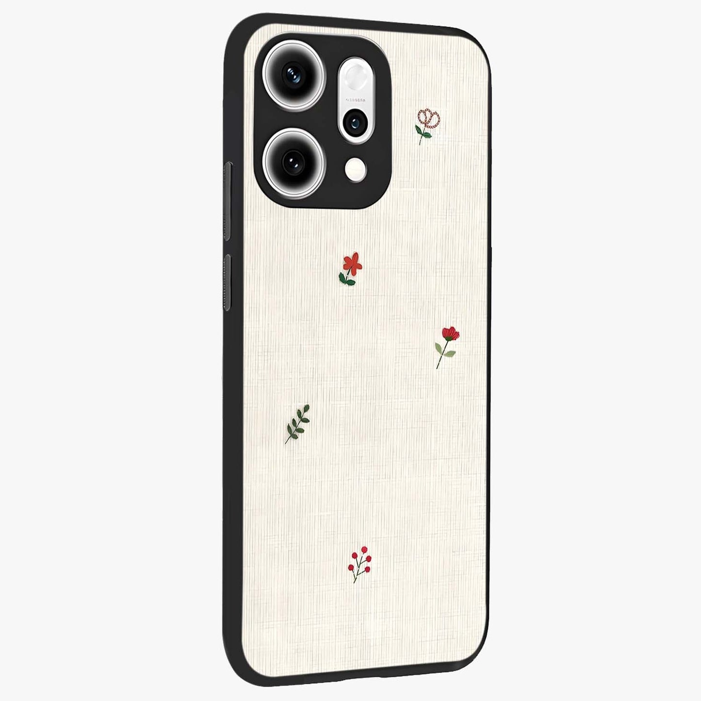 Minimalistic Blue With White Flower Pattern Glass Case upright view showcasing clean white flower artwork with calming blue theme.