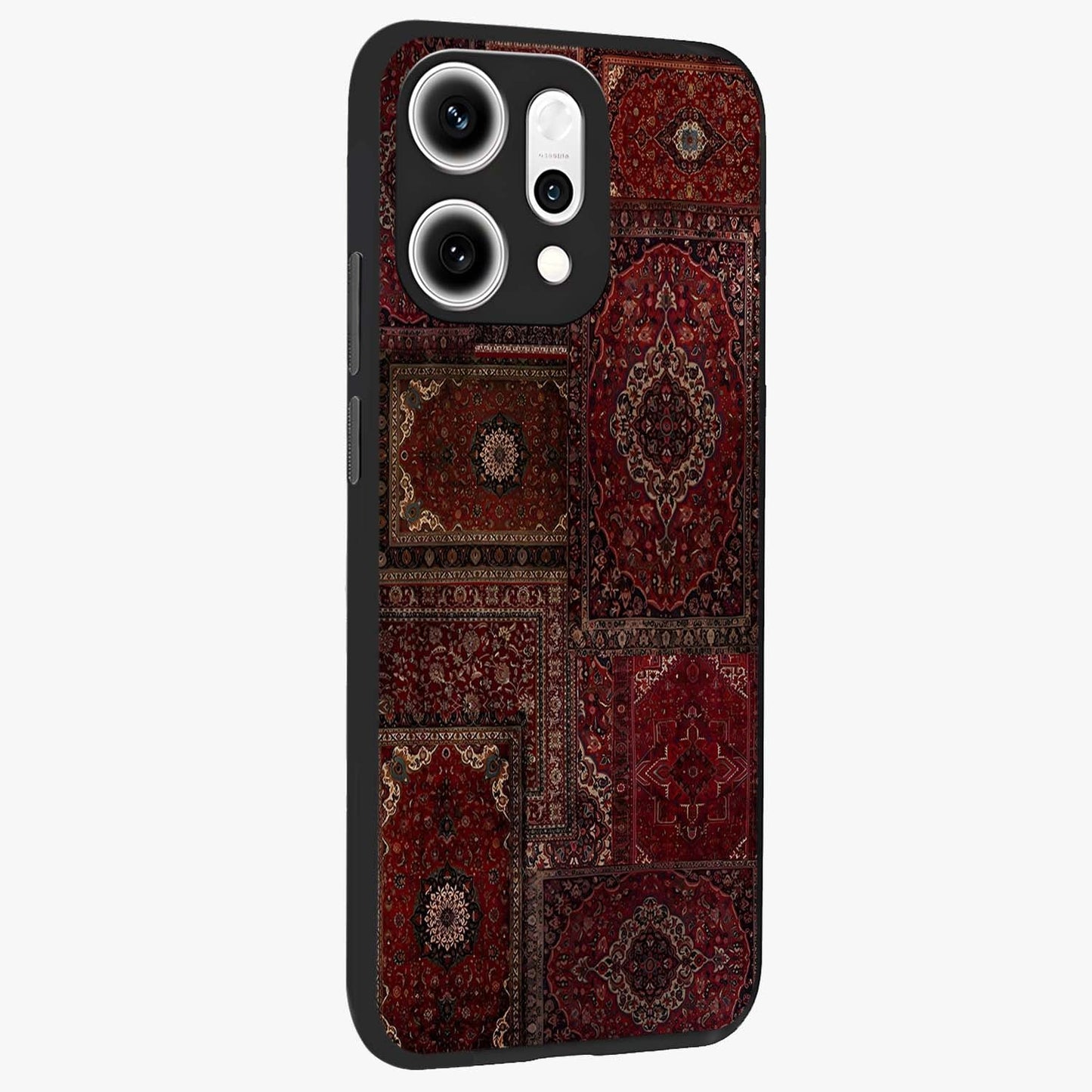 Persian Velvet Tale Glass Case upright view showcasing elegant Persian artwork with classic heritage theme.