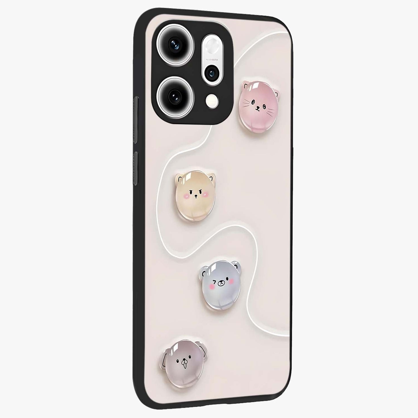 Puffy Face Parade Glass Case upright view showcasing adorable character artwork with cheerful animated theme.