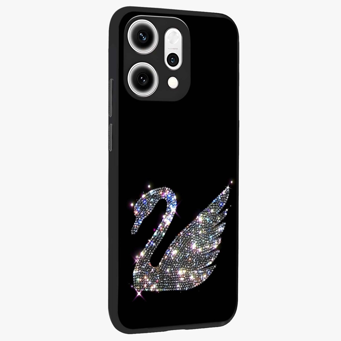 Starlit Swan Grace Glass Case upright view showcasing beautiful swan artwork with peaceful night themed design.