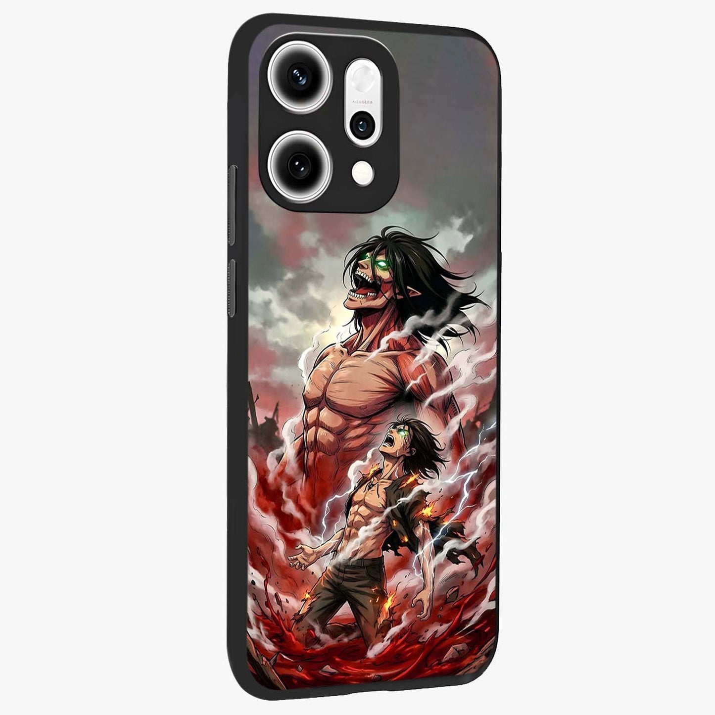 Titan Awakening Fury Glass Case upright view showcasing intense titan artwork with epic fantasy theme.