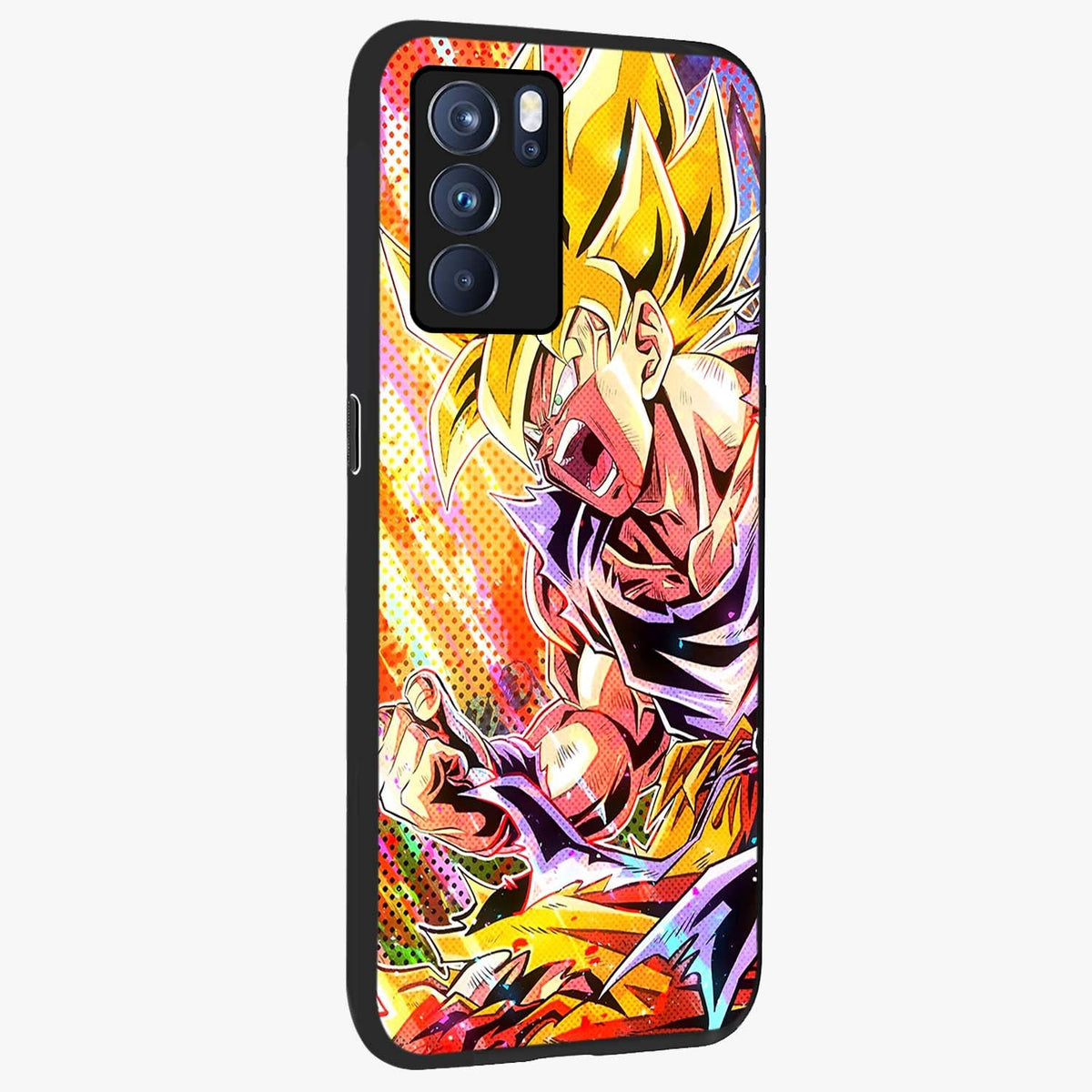 Firing Goku Glass Case upright view showcasing energetic anime artwork with bold warrior theme.