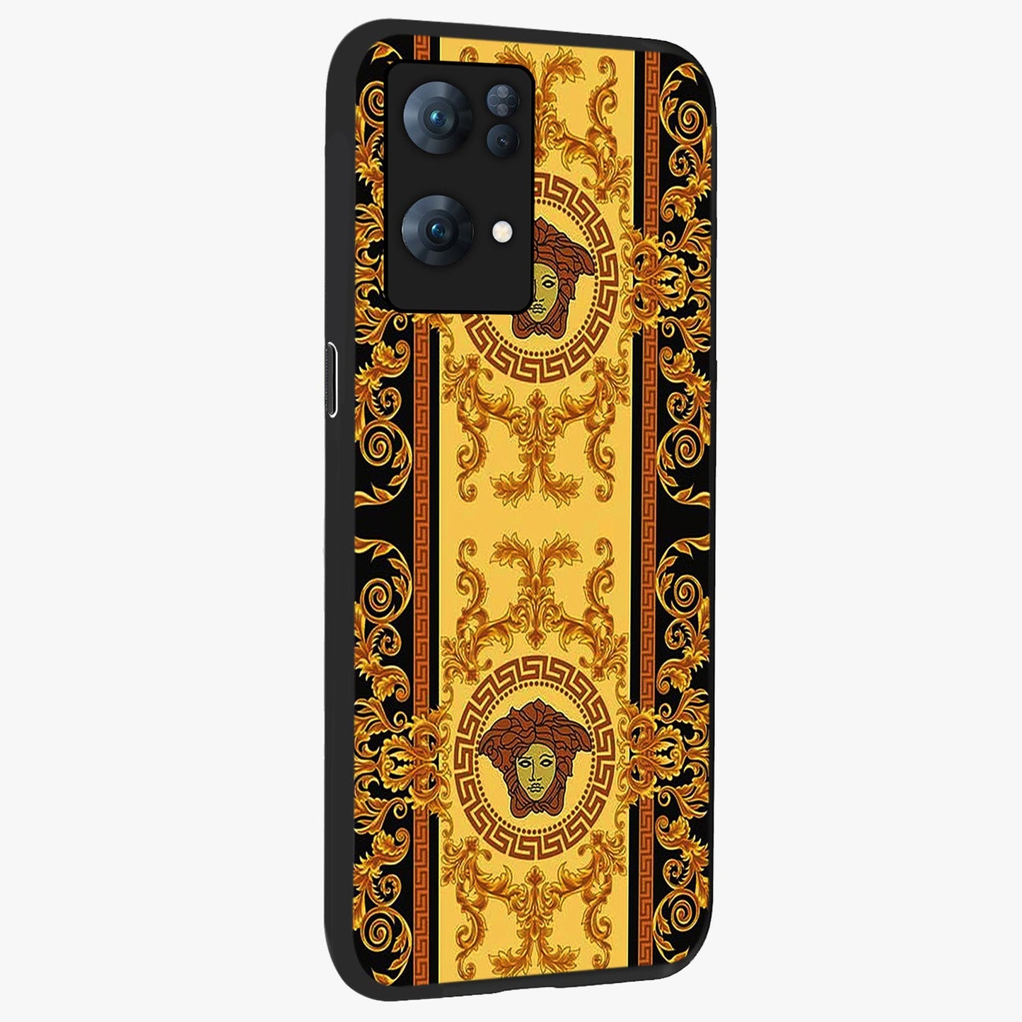Golden Lotus Glow Glass Case upright view showcasing luminous lotus artwork with peaceful divine theme.