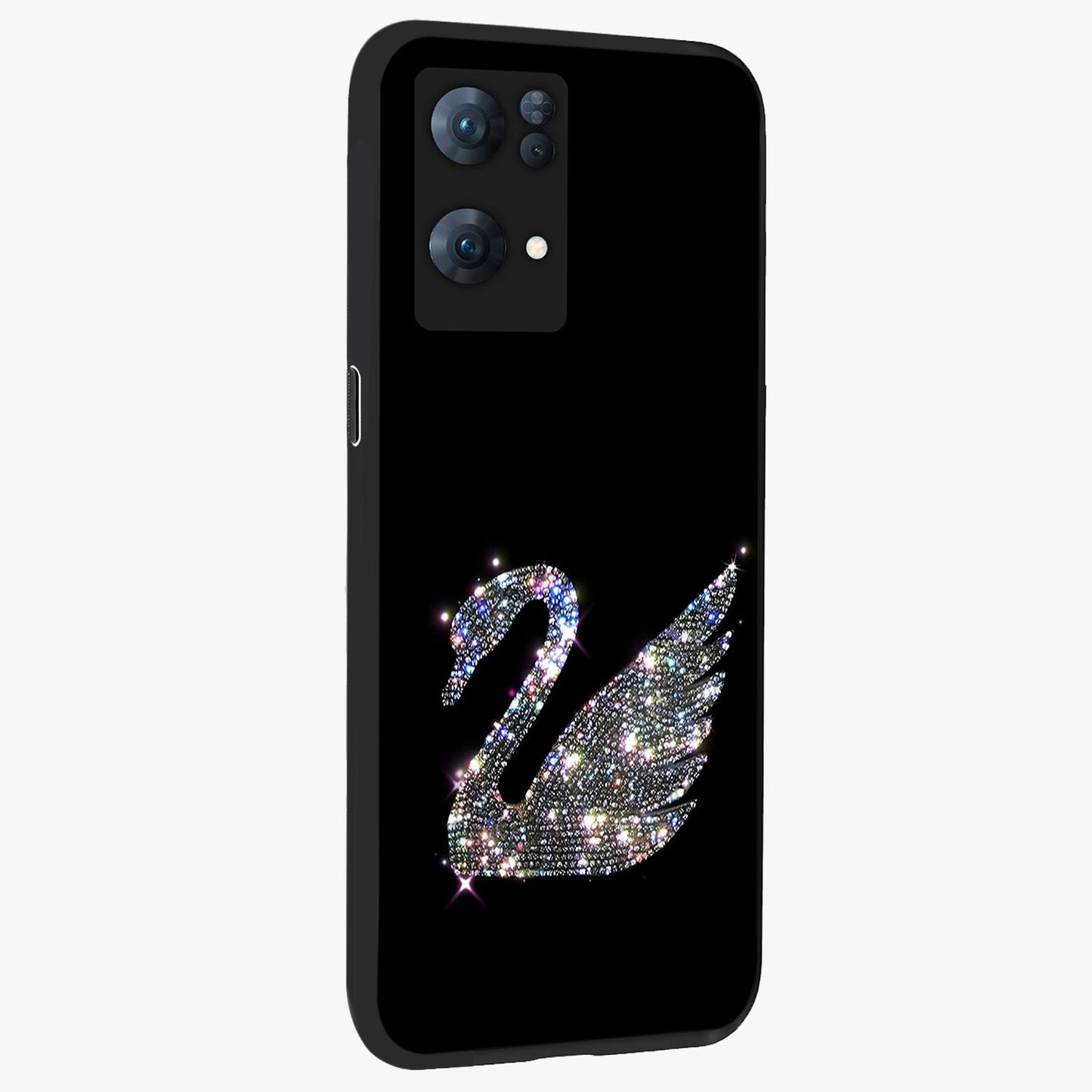 Starlit Swan Grace Glass Case upright view showcasing beautiful swan artwork with peaceful night themed design.