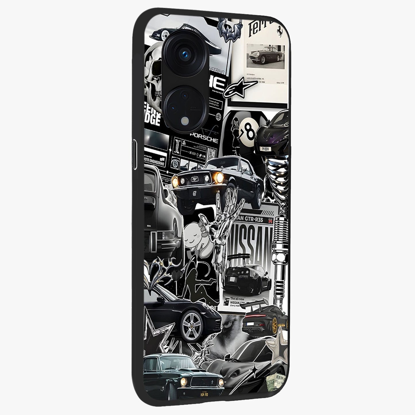 Aesthetic Dark Love Glass Case upright view showcasing dramatic romantic artwork with modern aesthetic style.