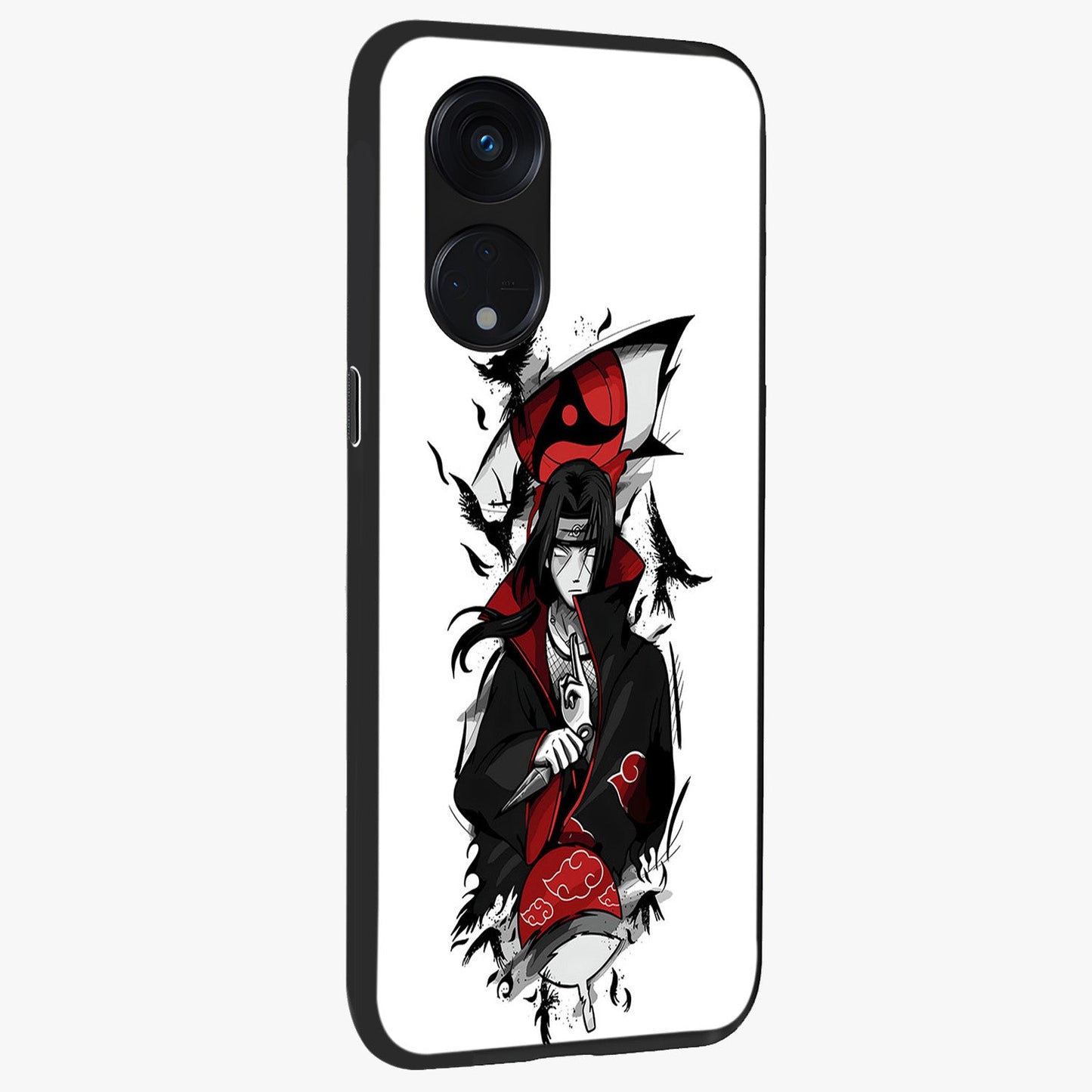 Itachi Limited Edition Naruto Anime Glass Case upright view showcasing intense anime artwork with powerful character theme.