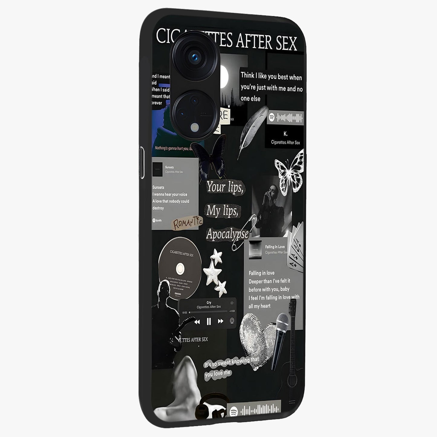 Midnight Love Echo Glass Case upright view showcasing expressive romantic artwork with dreamy midnight theme.