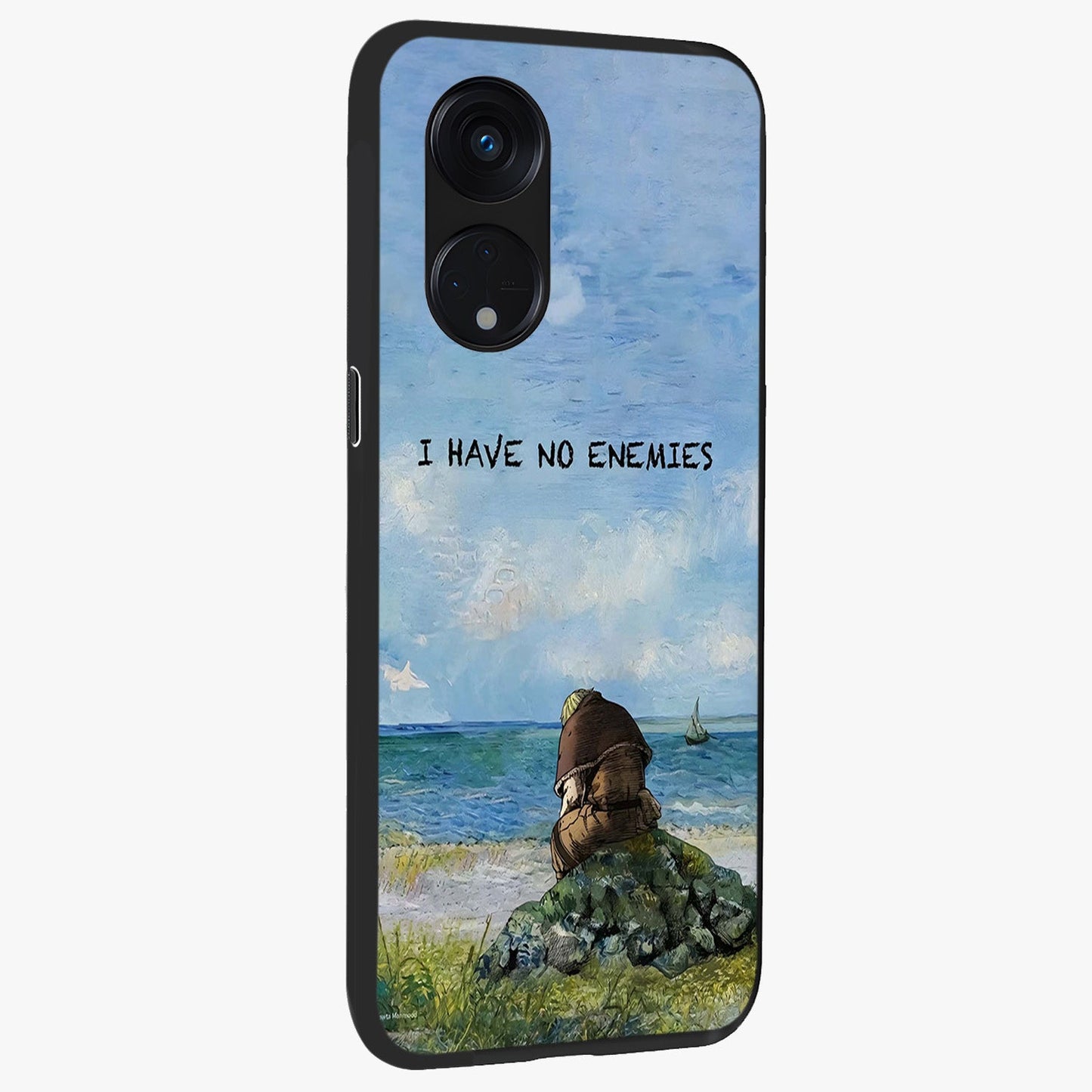 Peace Beyond War Glass Case upright view showcasing powerful peace symbol artwork with inspirational theme.