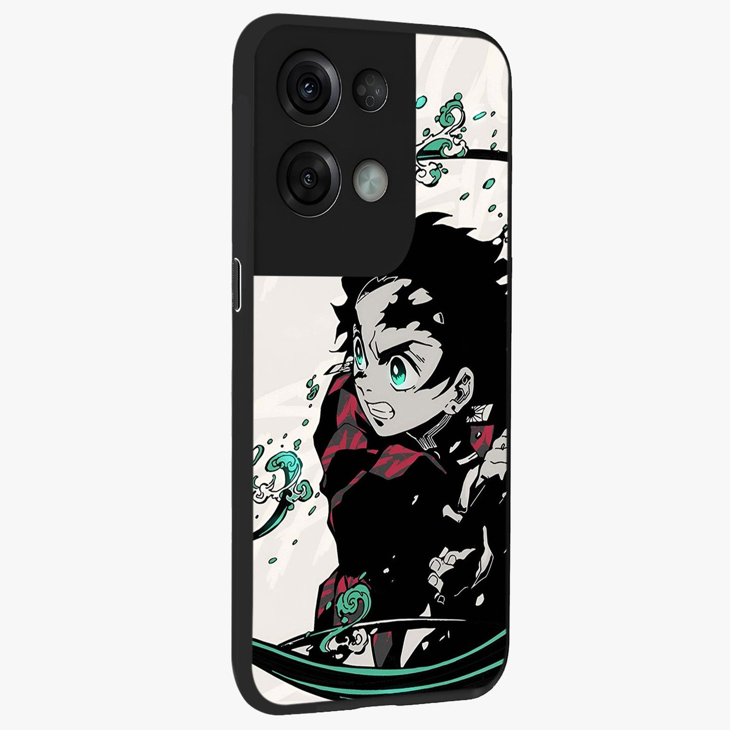 Demon Slayer Glass Case upright view showcasing powerful anime artwork with intense warrior theme.