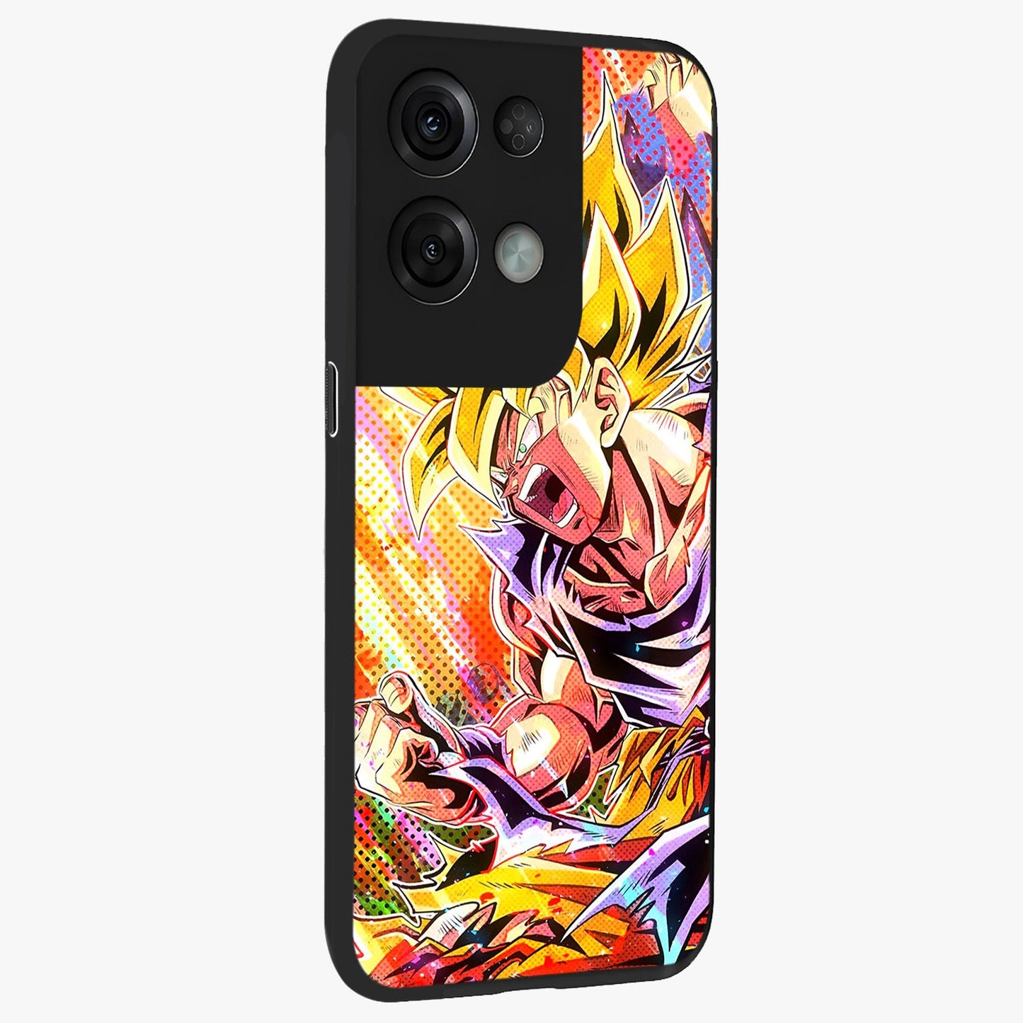 Firing Goku Glass Case upright view showcasing energetic anime artwork with bold warrior theme.