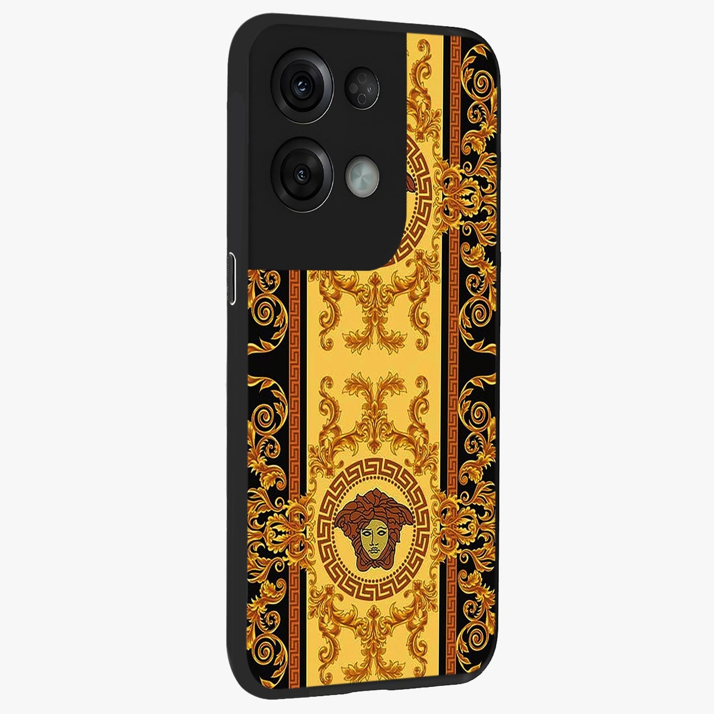 Golden Lotus Glow Glass Case upright view showcasing luminous lotus artwork with peaceful divine theme.