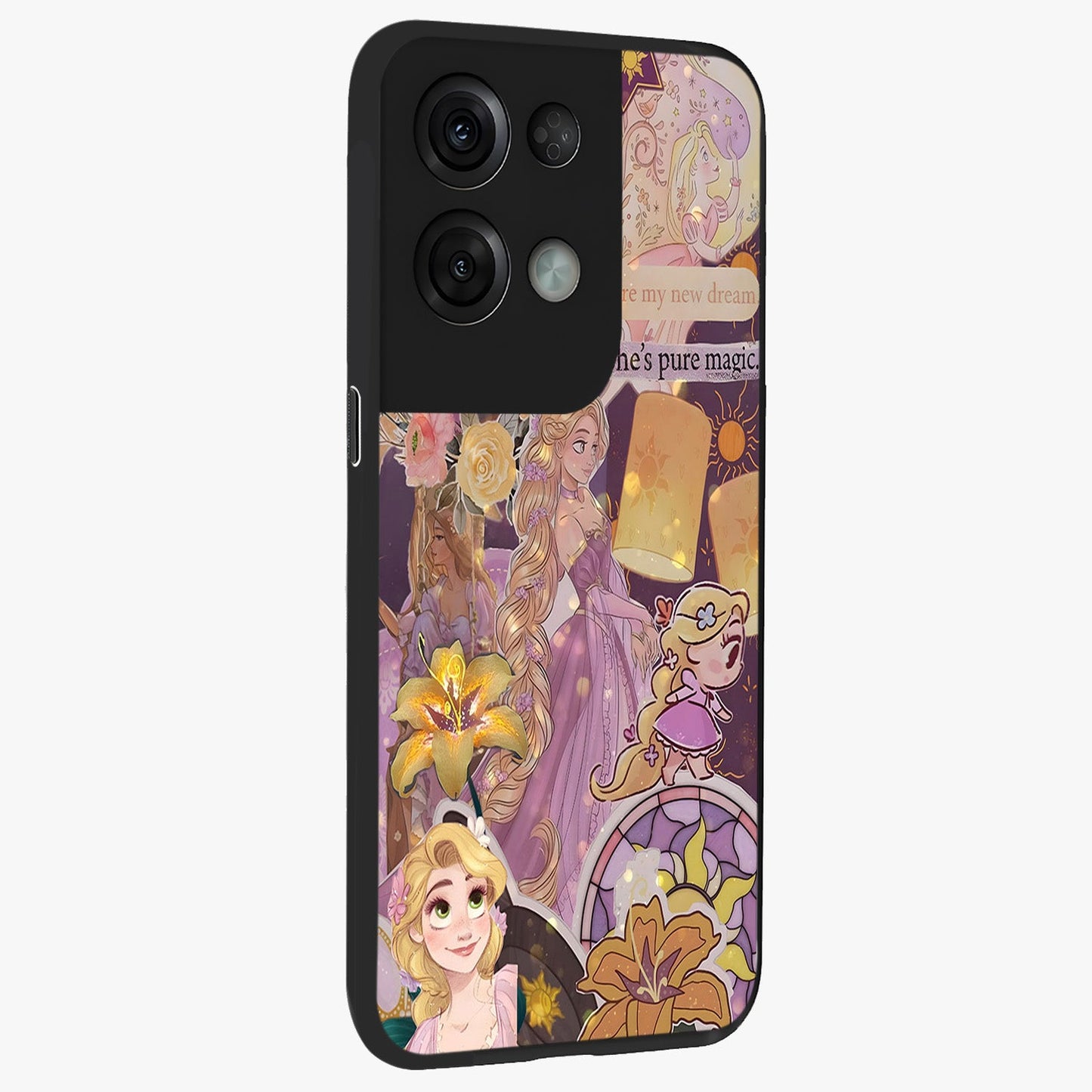 Magical Tangled Dream Glass Case upright view showcasing enchanting artistic artwork with dreamy fantasy theme.