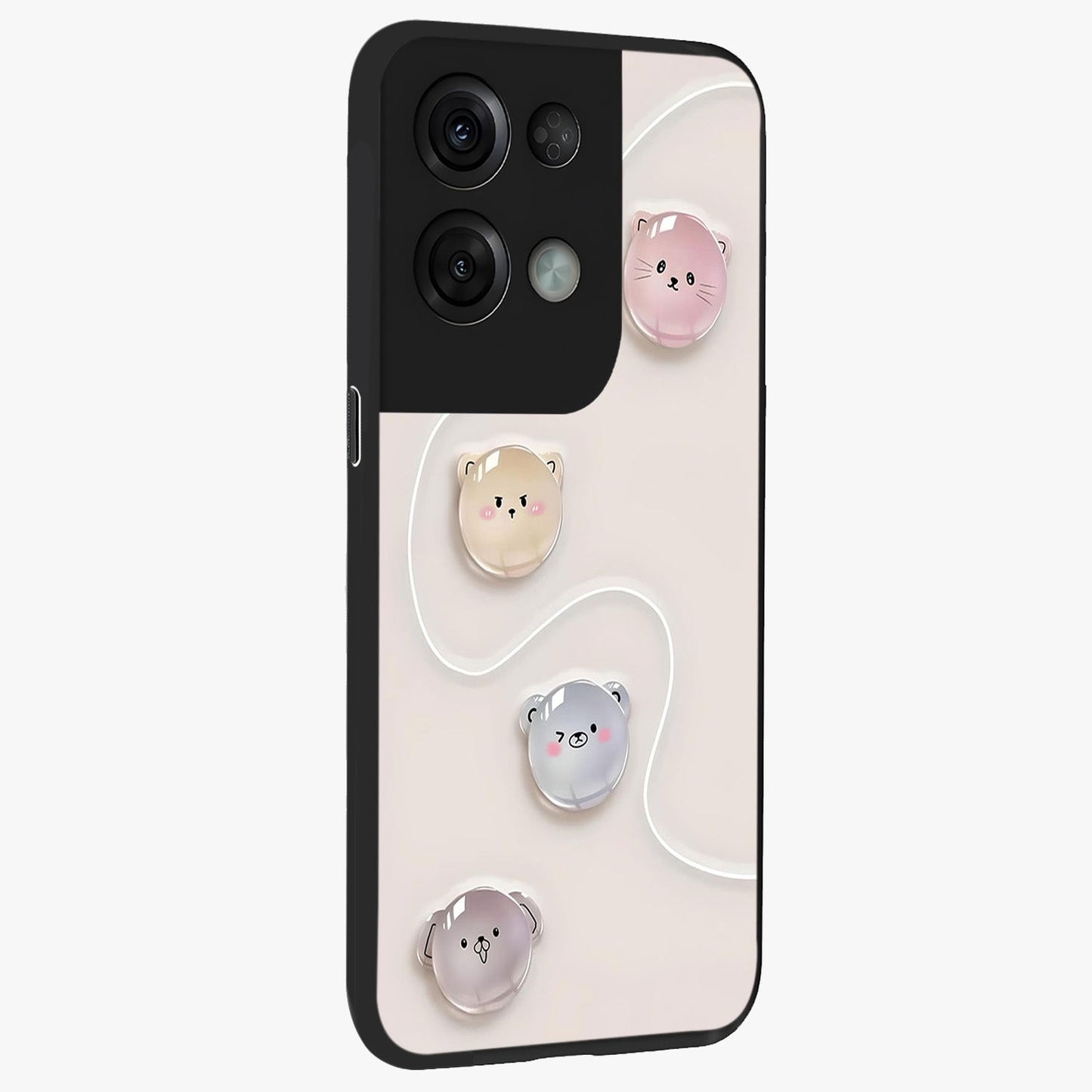 Puffy Face Parade Glass Case upright view showcasing adorable character artwork with cheerful animated theme.
