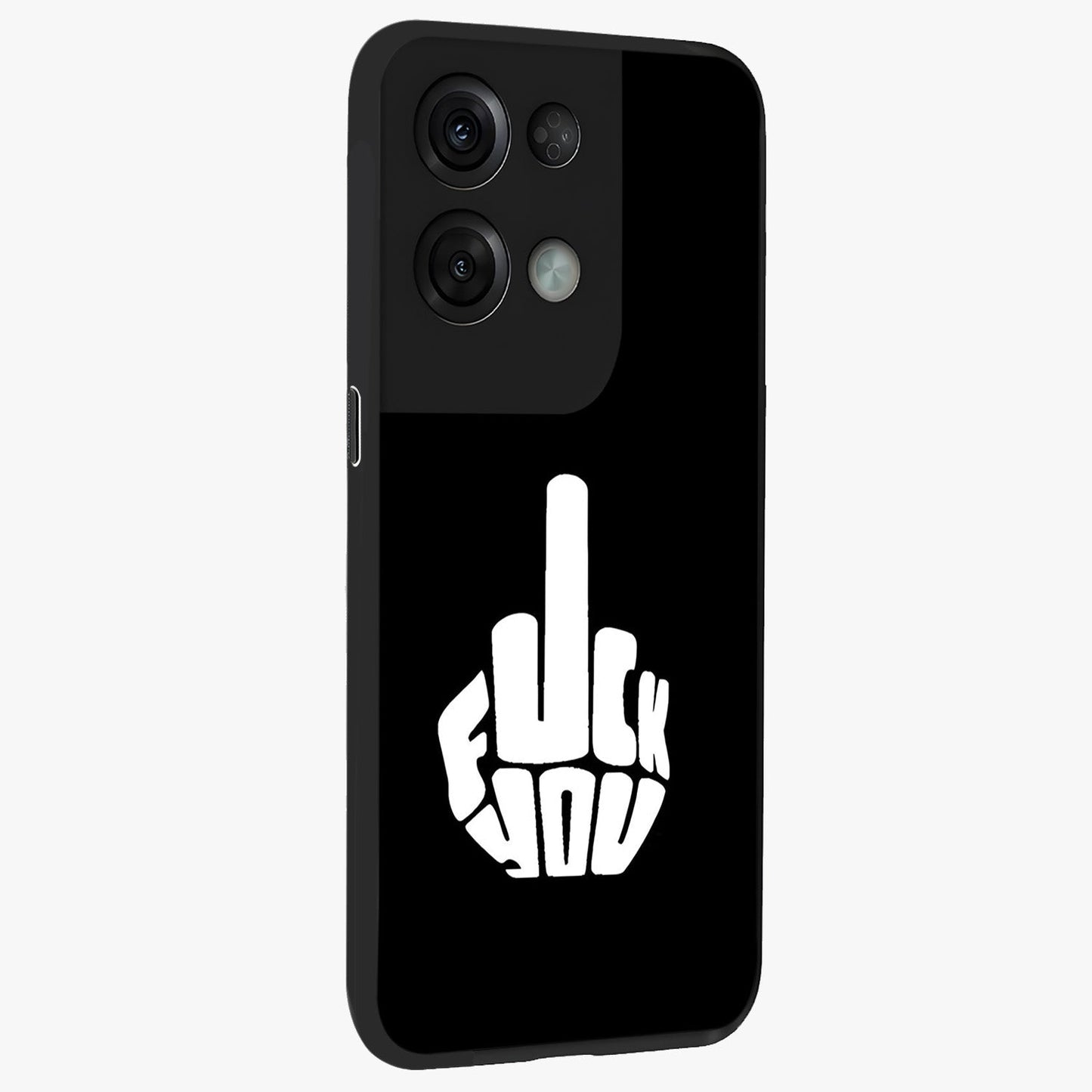 Rebel Mode On Glass Case upright view showcasing striking statement artwork with bold rebellious theme.