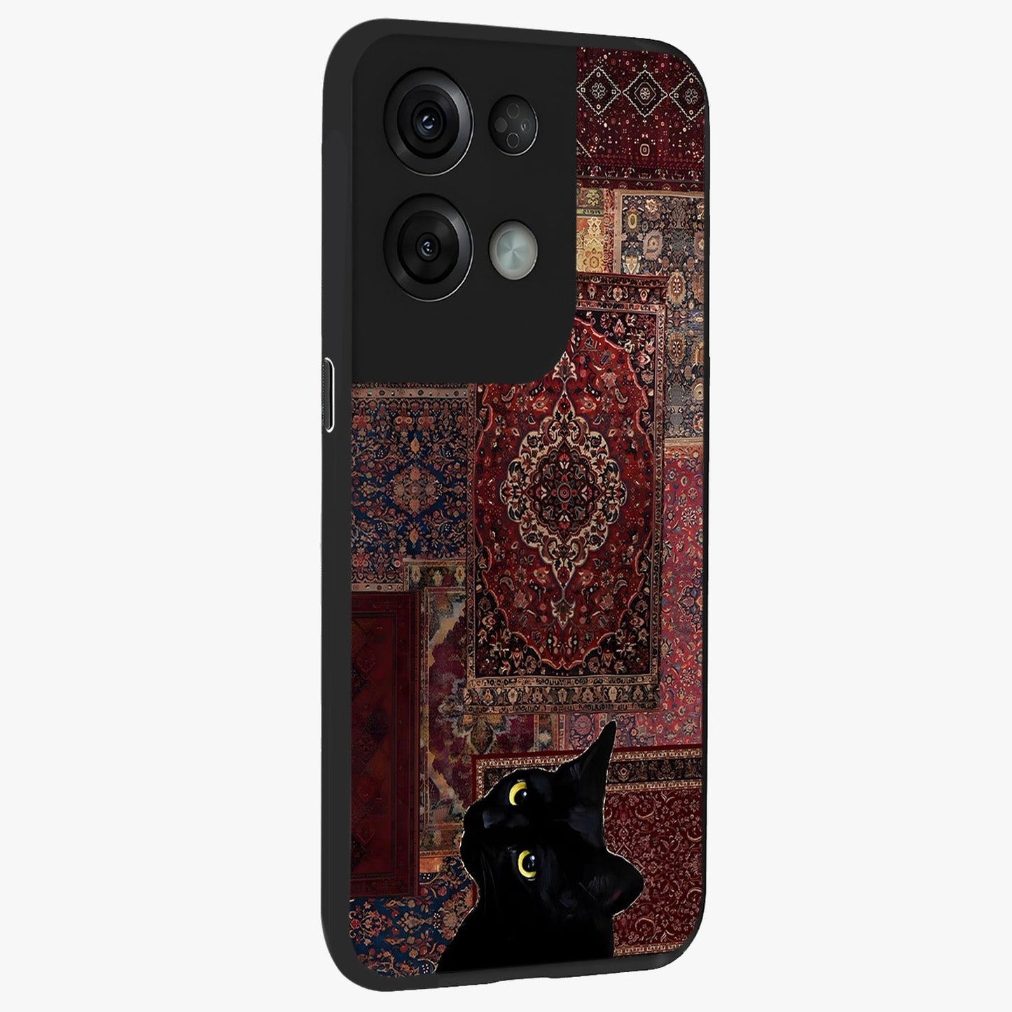Regal Magic Cat Apple Glass Case upright view showcasing charming cat artwork with playful magical theme.