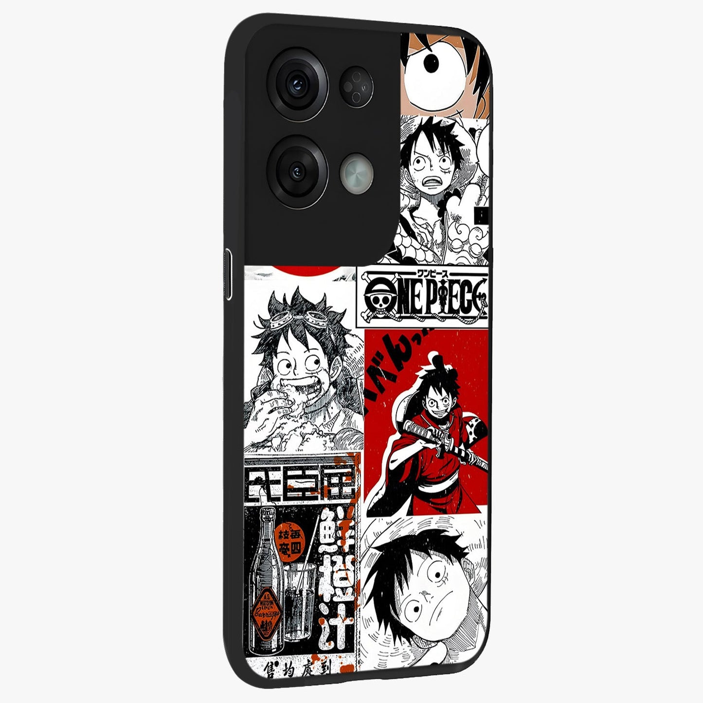 Strawhat Chaos Panels Glass Case upright view showcasing energetic anime artwork with bold adventure theme.