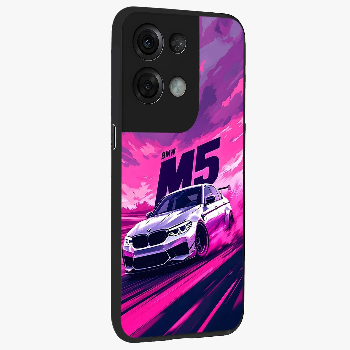 Velocity Drift Pulse Glass Case upright view showcasing powerful racing artwork with energetic motorsport theme.