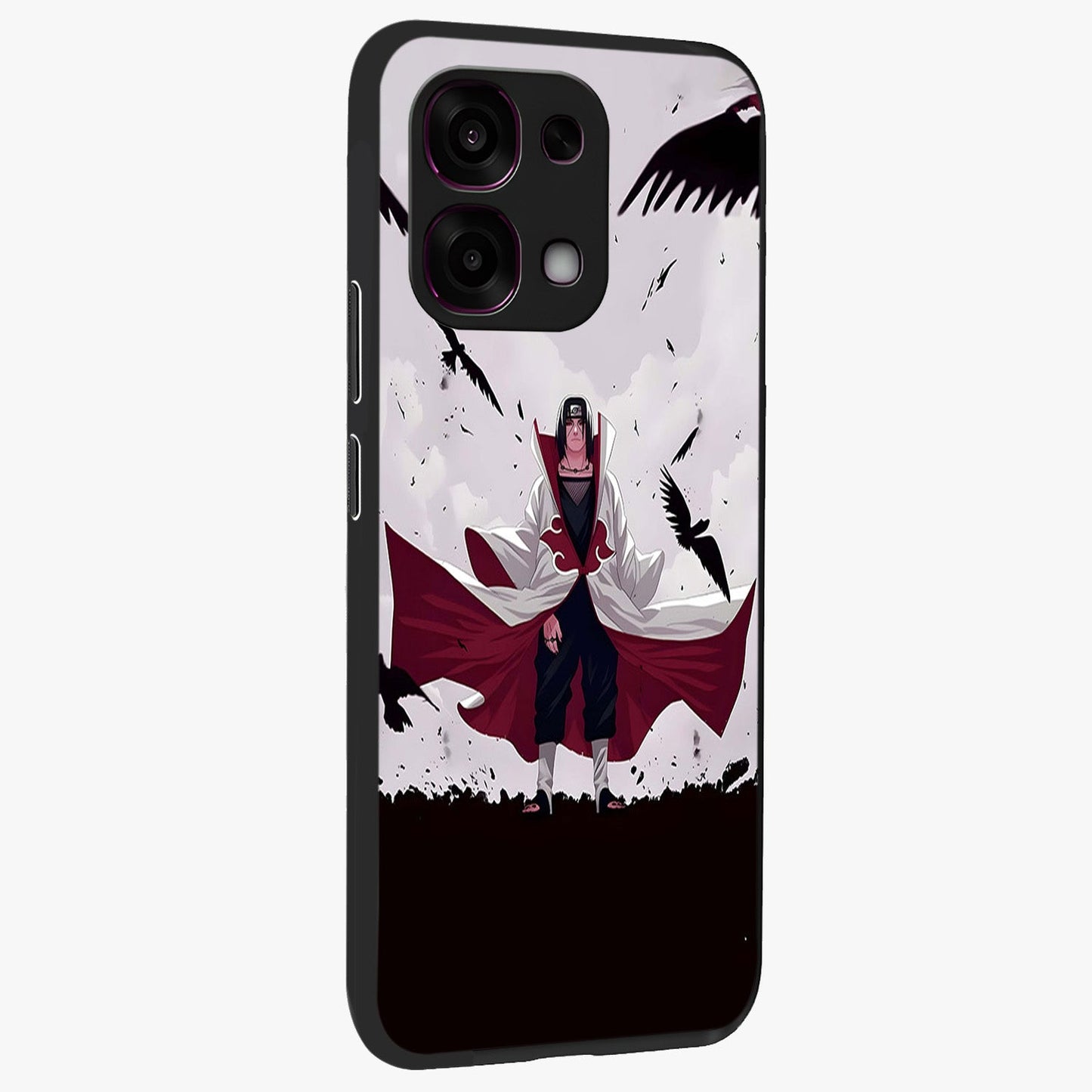 Crimson Crow Ascension Glass Case upright view showcasing dramatic crow artwork with bold gothic theme.