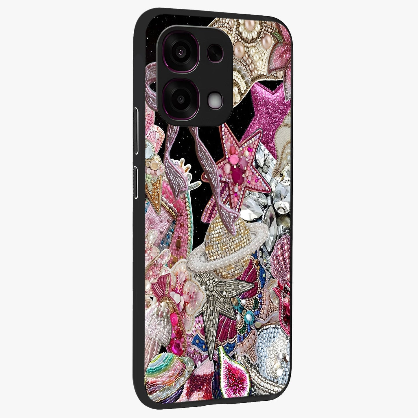 Starlit Jewel Dream Glass Case upright view showcasing radiant star inspired artwork with magical night theme.