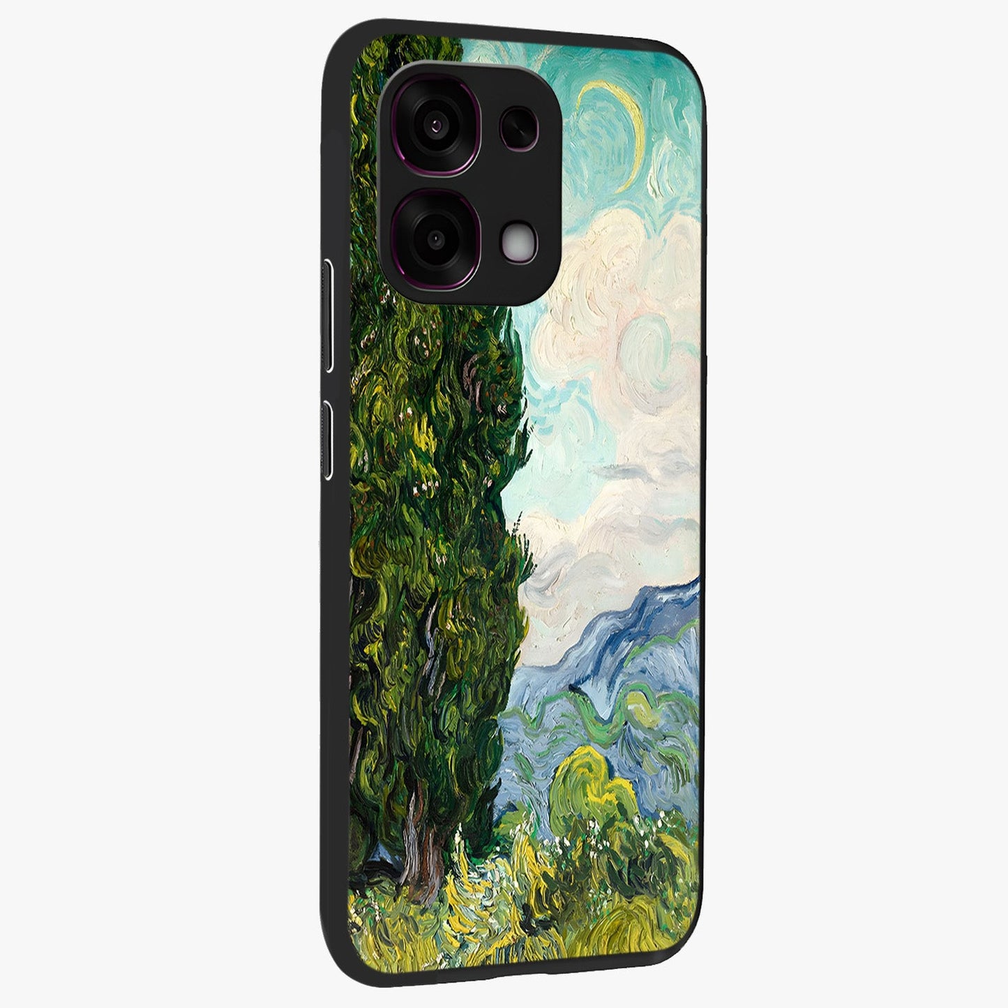 Van Gogh Vintage Art Glass Case upright view showcasing elegant vintage painting artwork with artistic heritage theme.