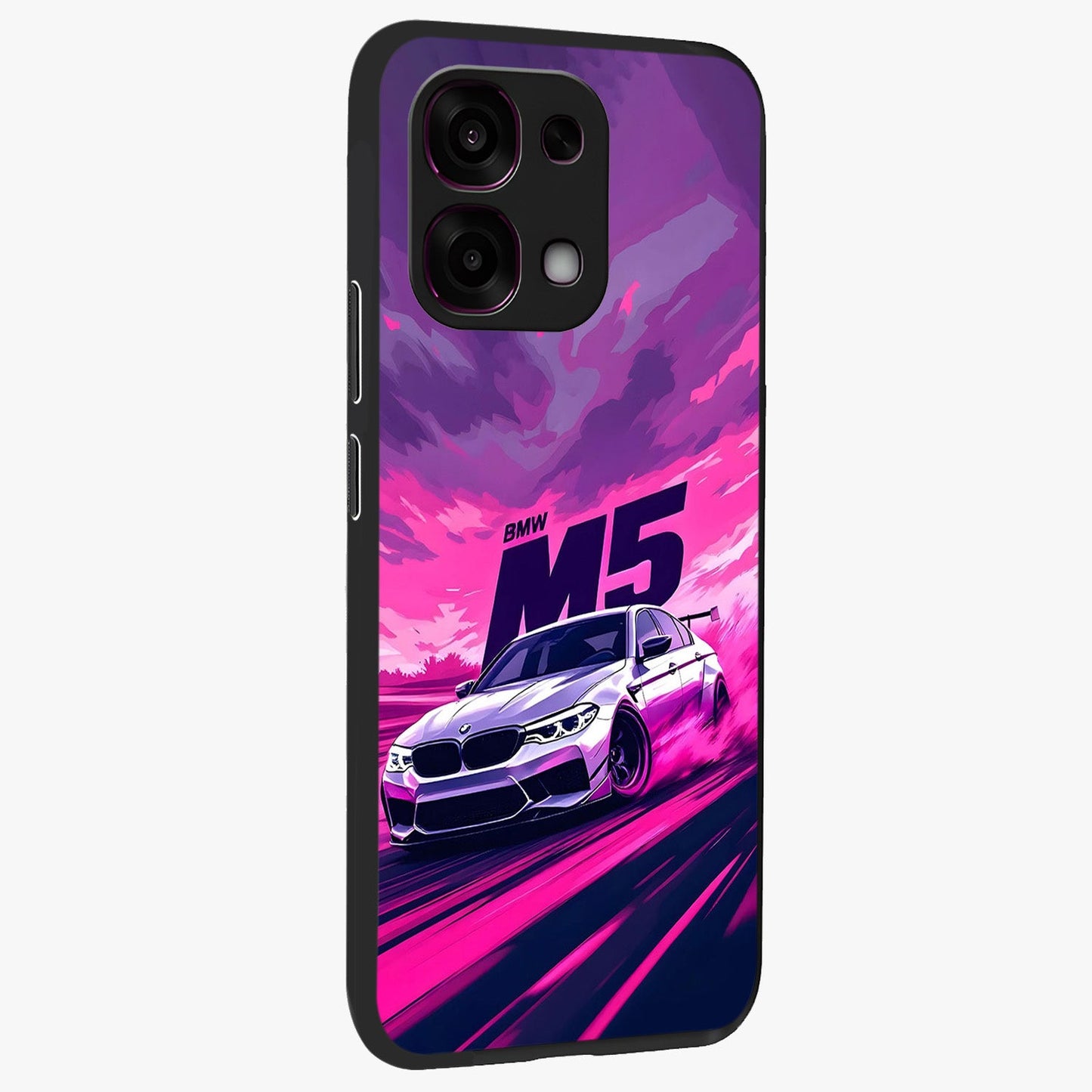 Velocity Drift Pulse Glass Case upright view showcasing powerful racing artwork with energetic motorsport theme.