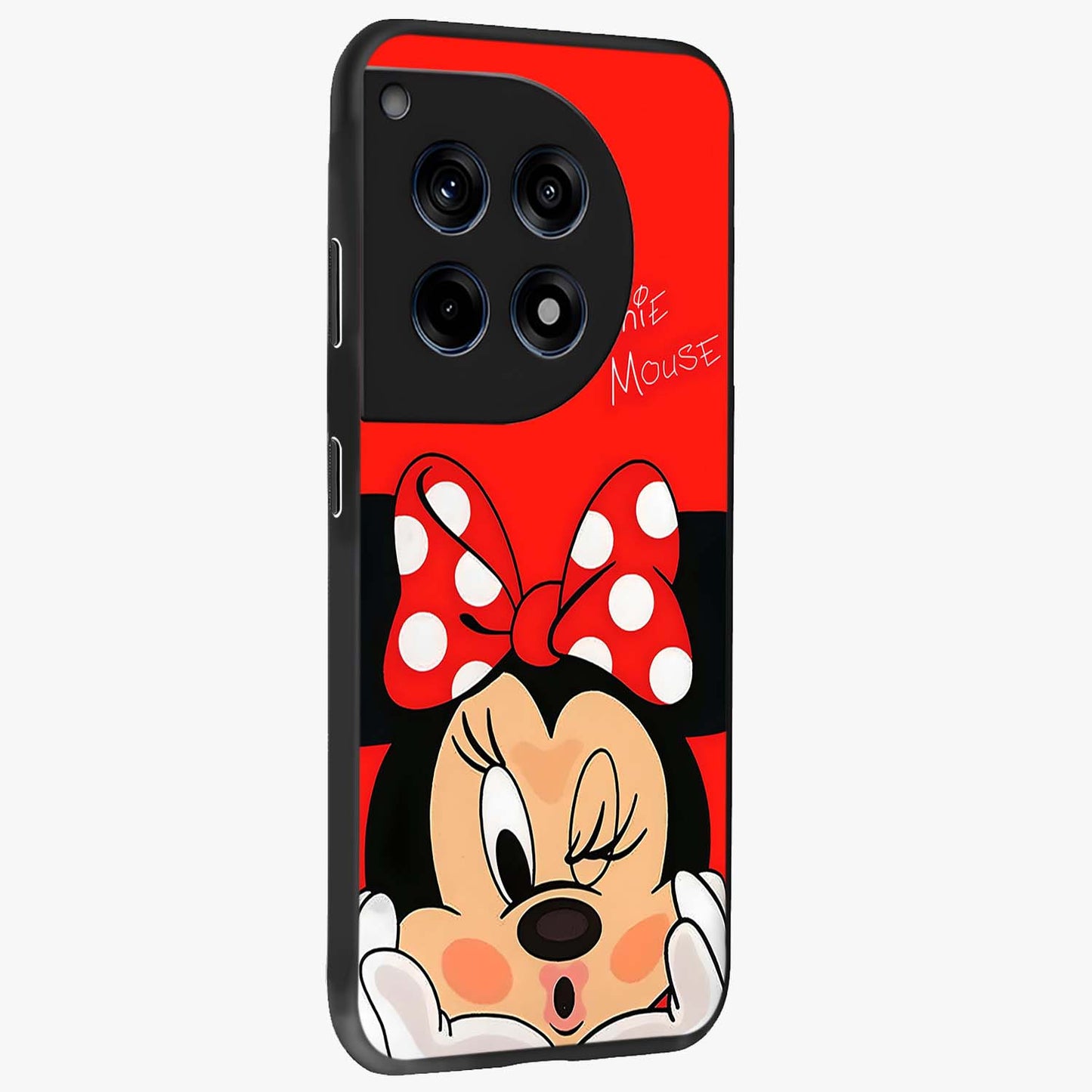 Cute Minnie Love Custom Name Glass Case for OnePlus 12R |1+12R