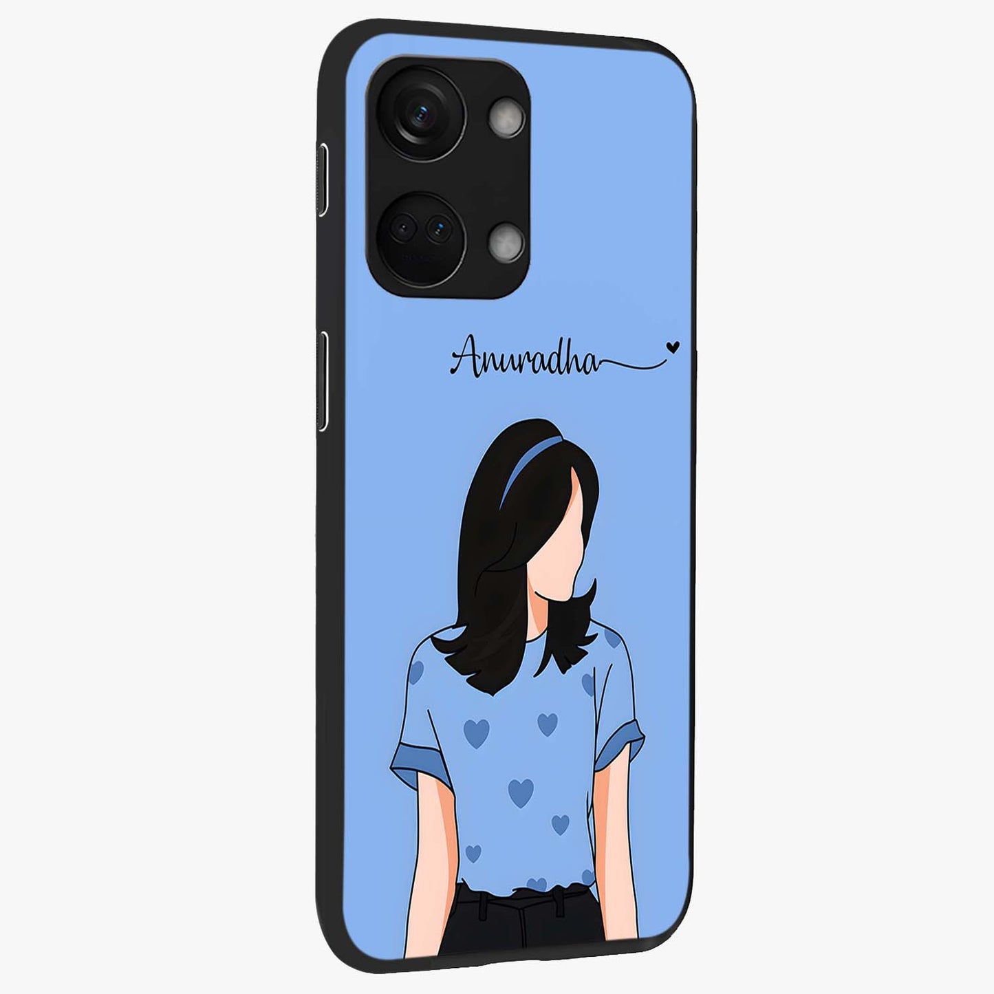 Soft Hearts Girl Custom Name Glass Case for OnePlus Nord 3 |1+Nord 3