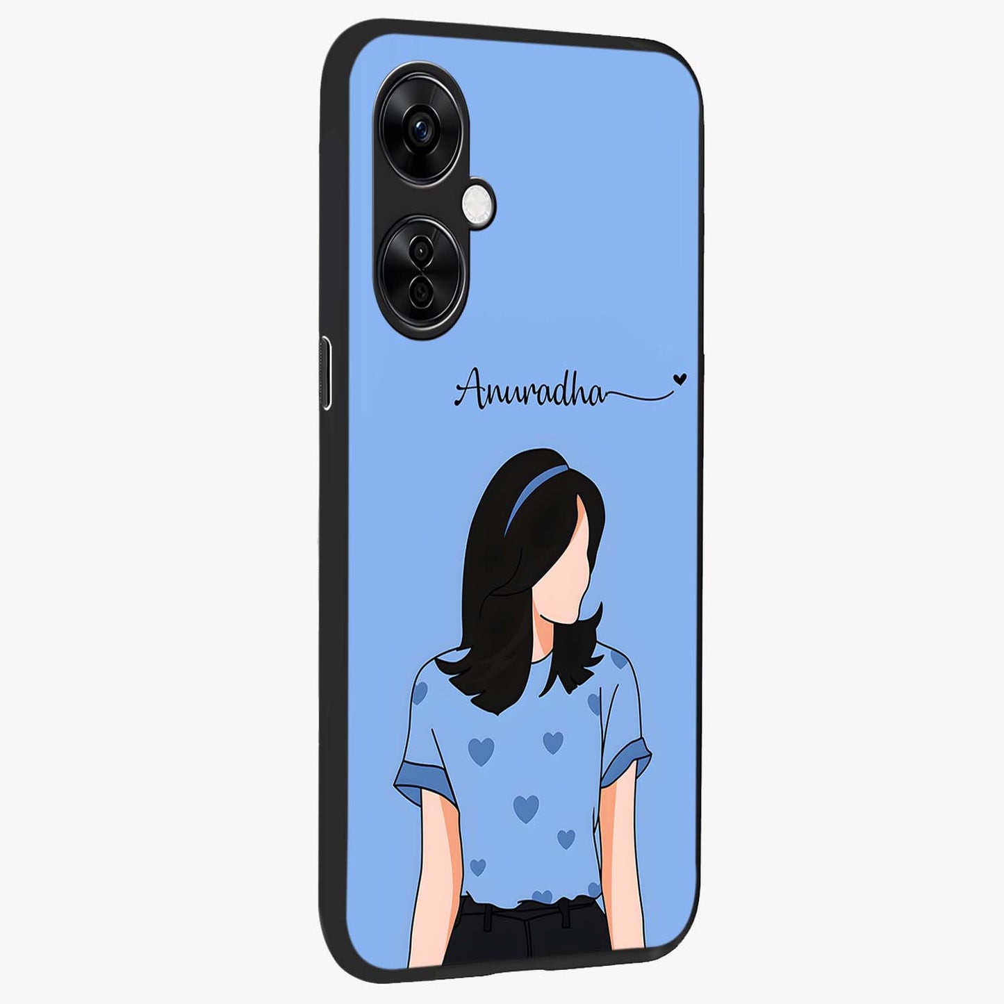 Soft Hearts Girl Custom Name Glass Case for OnePlus Nord CE 3 Lite |1+Nord CE 3 Lite