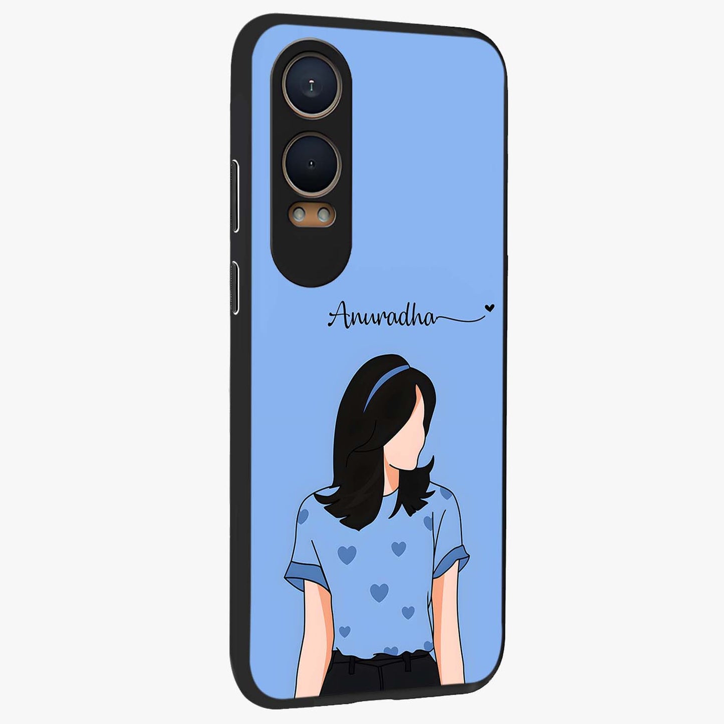 Soft Hearts Girl Custom Name Glass Case for OnePlus Nord CE 4 Lite |1+Nord CE 4 Lite
