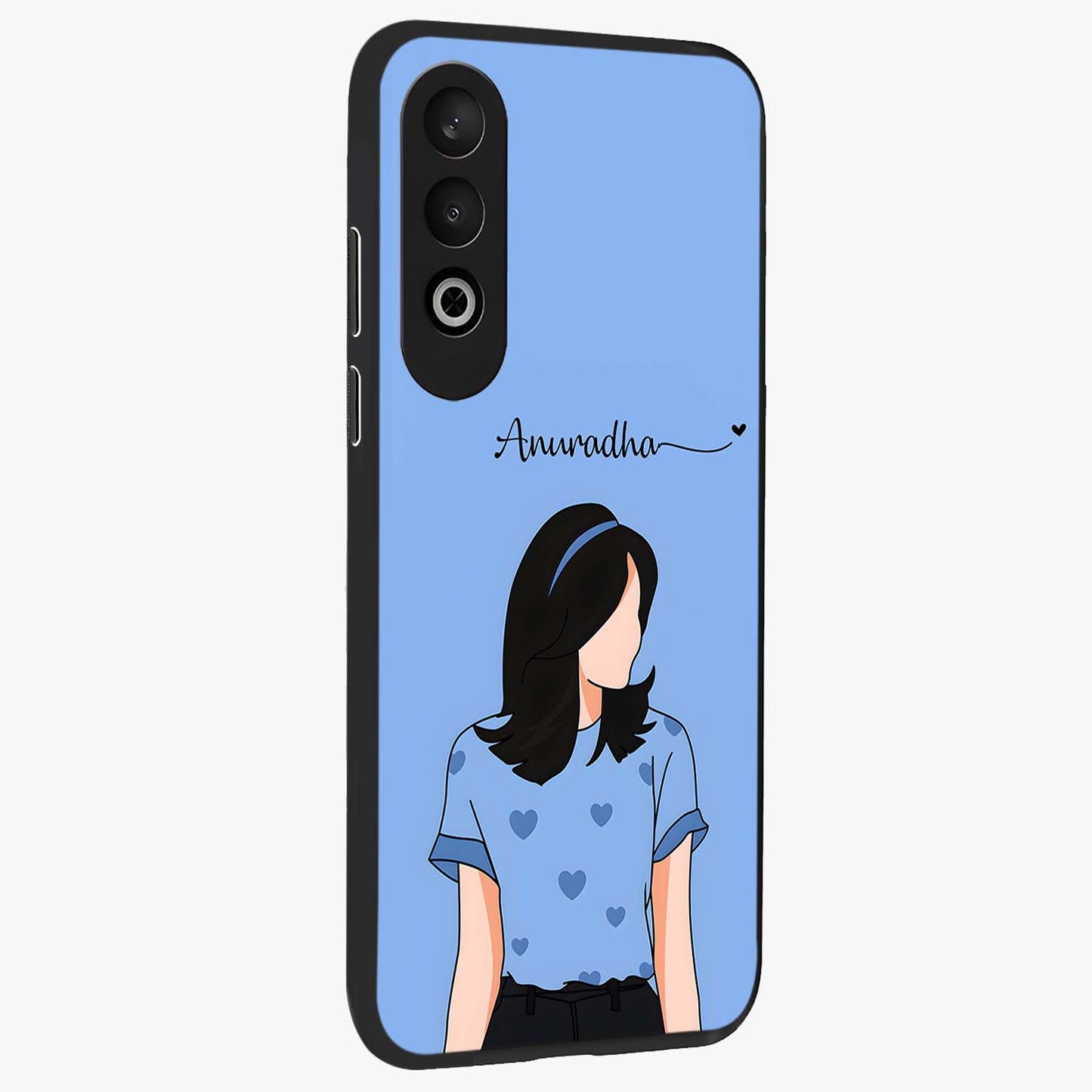 Soft Hearts Girl Custom Name Glass Case for OnePlus Nord CE 4 |1+Nord CE 4