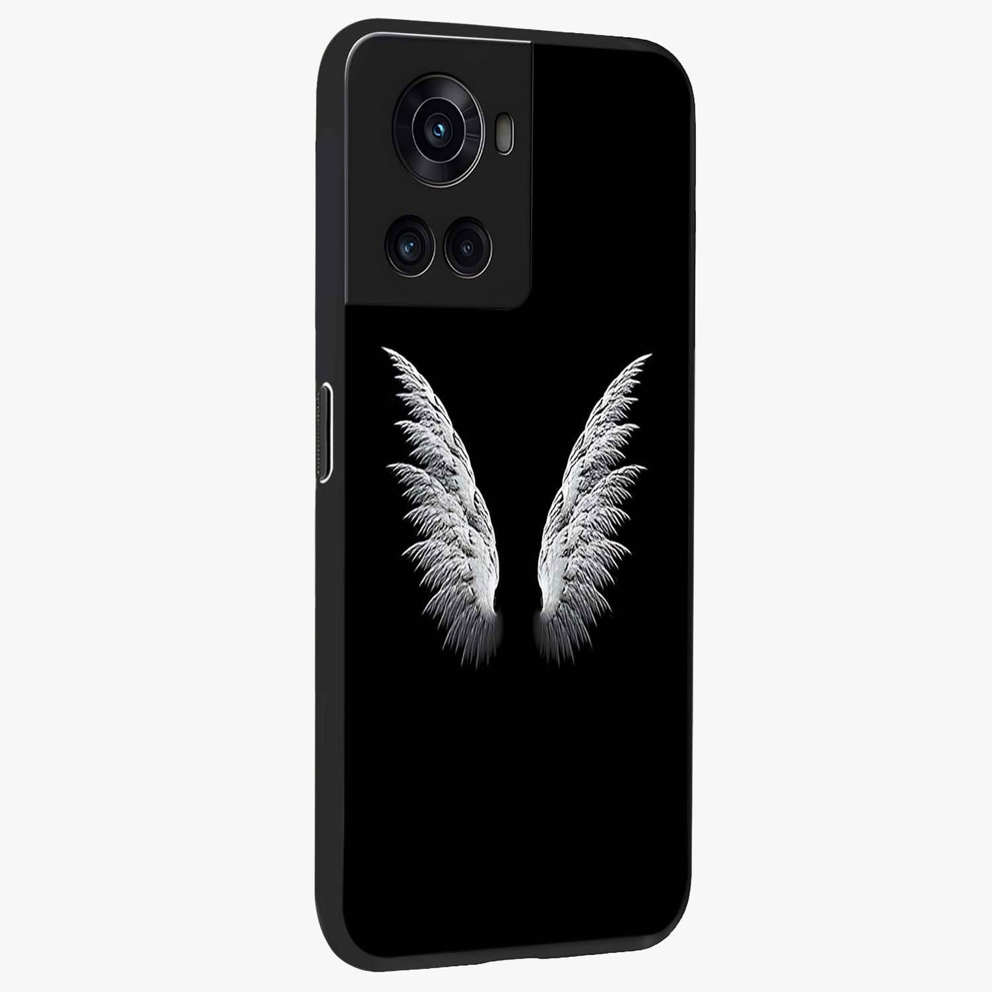 Angel Wing Grace Glass Case for 1+10R side perspective highlighting delicate wing illustration details