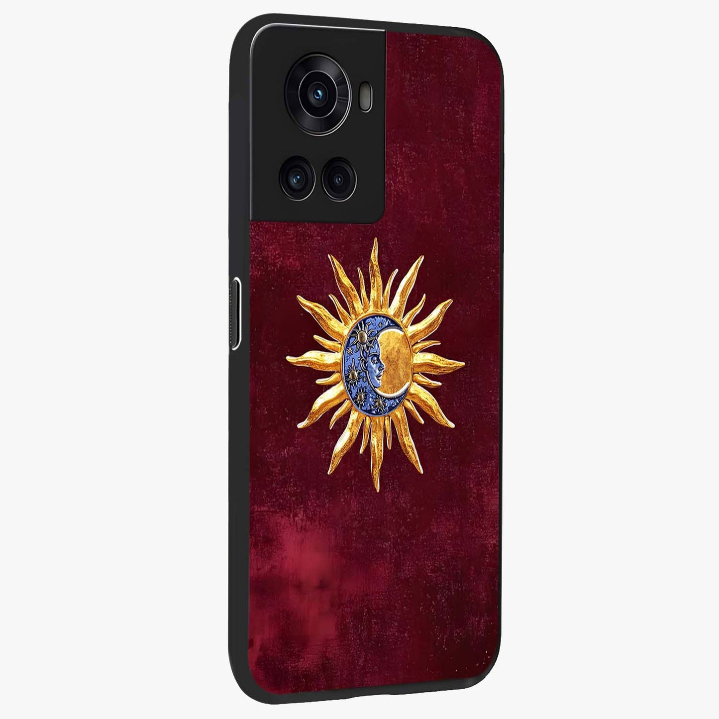 Celestial Unity Charm Glass Case for 1+10R side perspective highlighting detailed charm elements and sleek edges