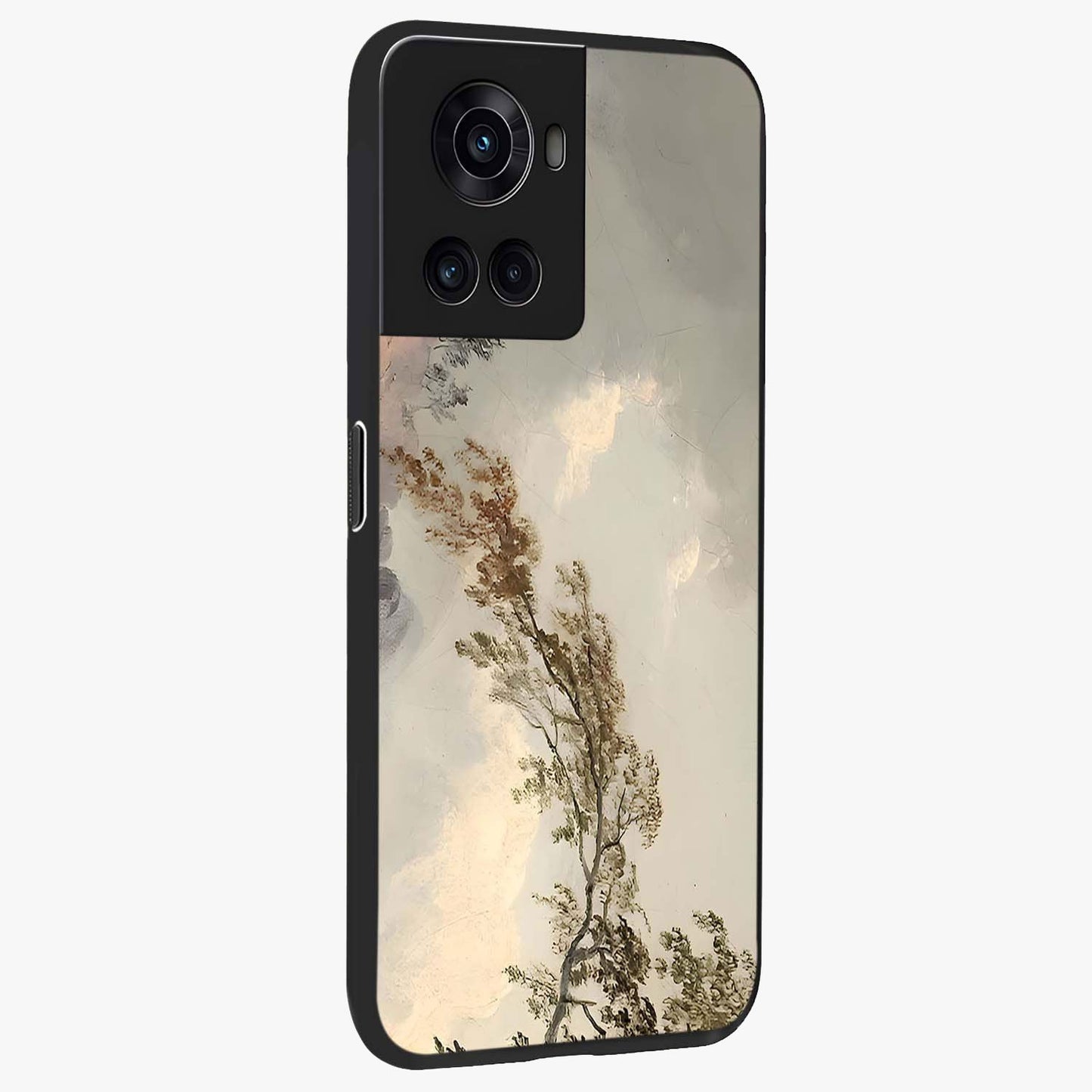 Dreamlike Wind Field Glass Case for 1+10R side perspective highlighting smooth gradients and premium edge finish
