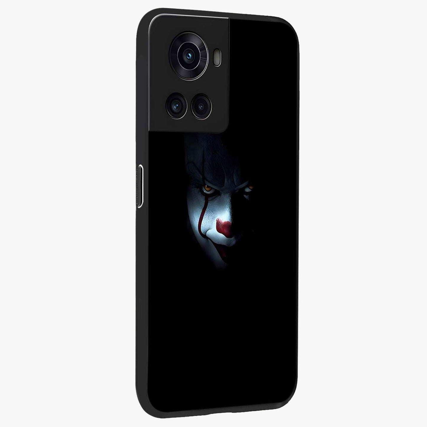 Midnight Madness Smile Glass Case for 1+10R side perspective highlighting expressive textures and sleek edges