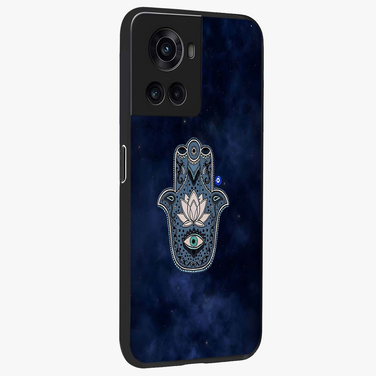 Mystic Calm Shield Glass Case for 1+10R side perspective highlighting refined textures and premium edge finish