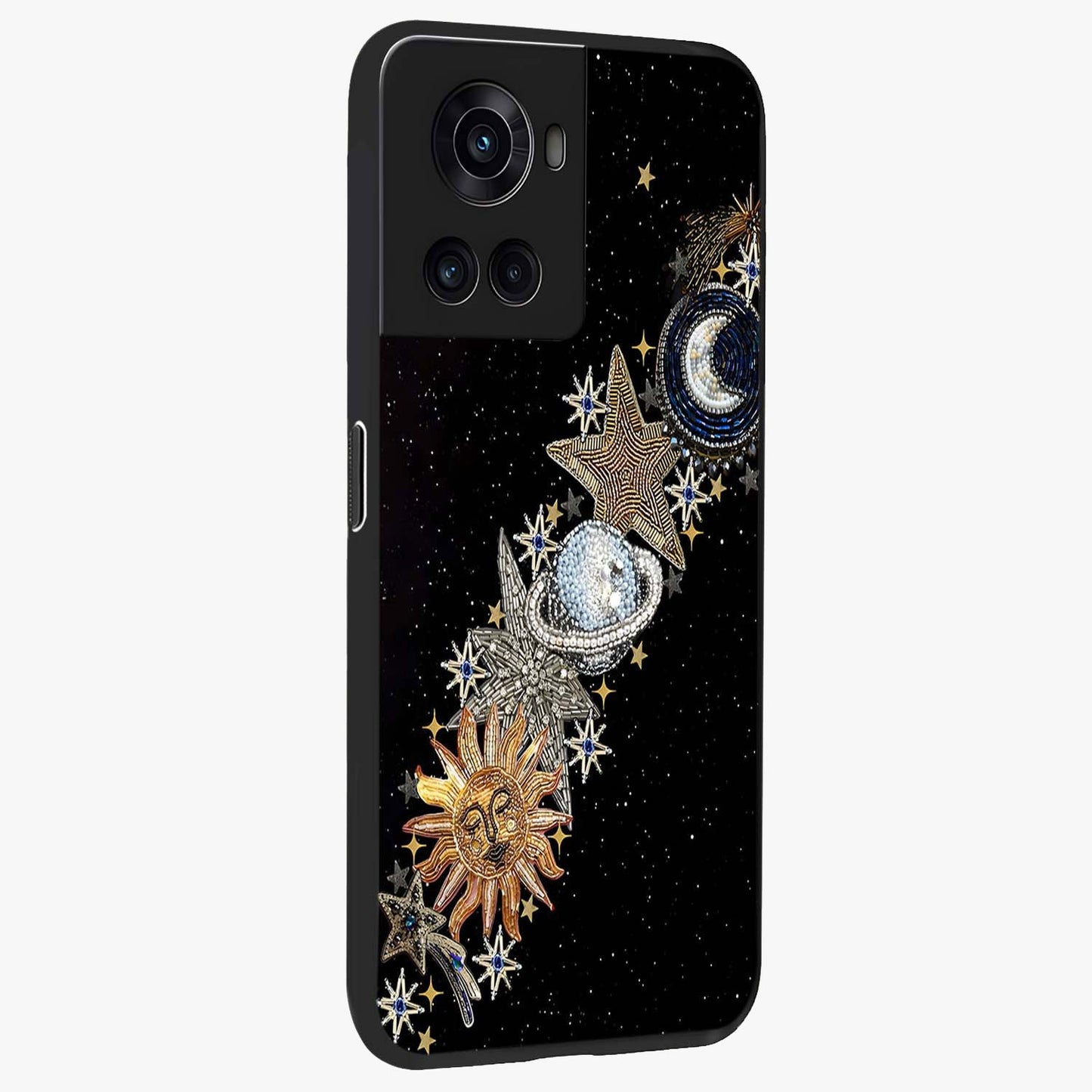 Pearls Universe Object Glass Case for 1+10R side perspective highlighting refined textures and sleek premium build