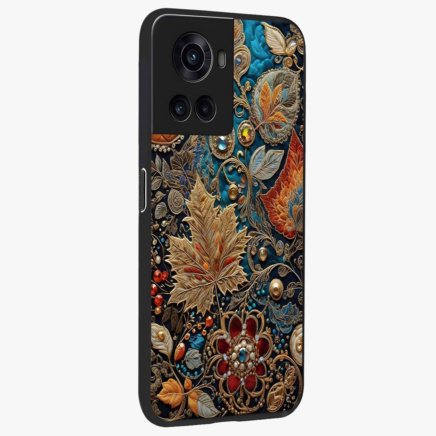 Royal Jewel Garden Glass Case for 1+10R side perspective highlighting intricate detailing and premium edges