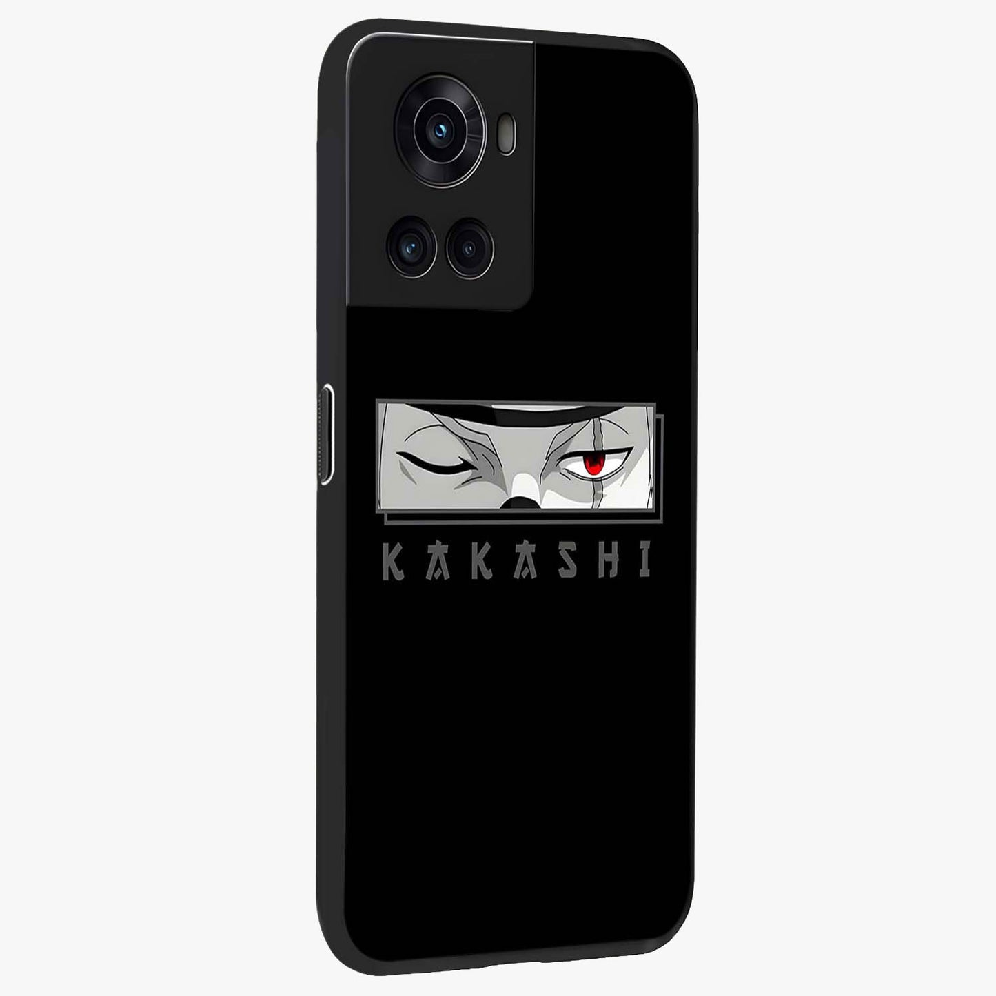 Scarlet Ninja Gaze Glass Case for 1+10R side perspective highlighting intense textures and premium edges