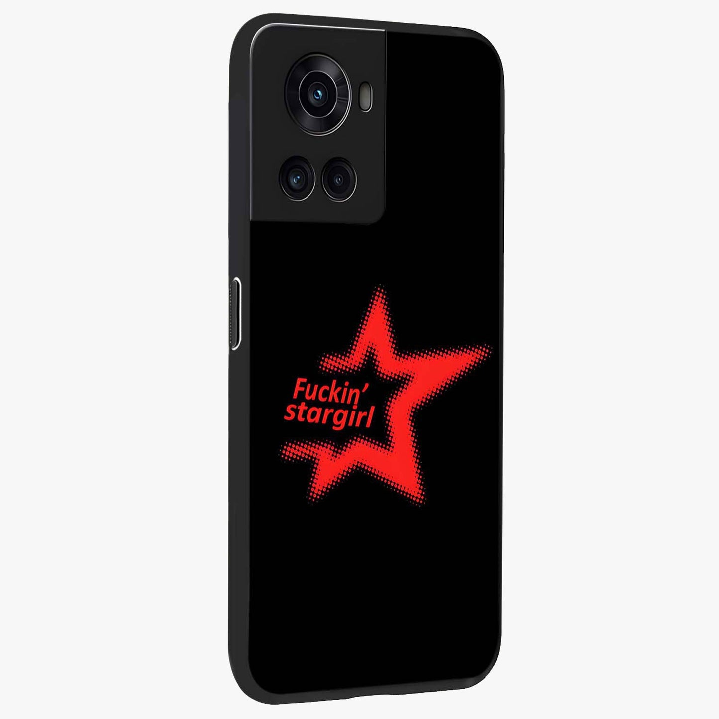 Starboy and Stargirl Energy Glass Case for 1+10R side perspective highlighting dynamic illustration textures and premium edges