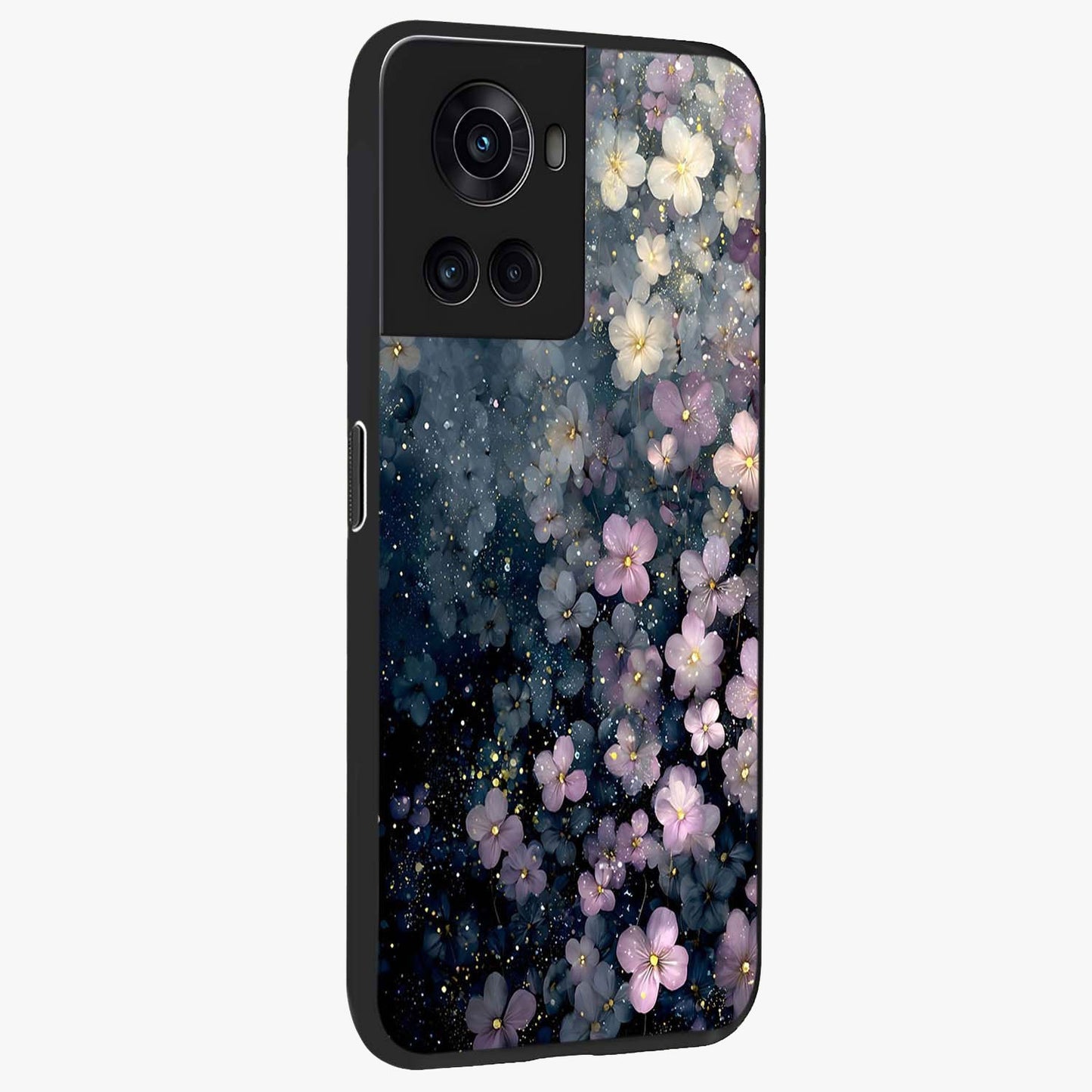 Starlit Blossom Dreams Glass Case for 1+10R side perspective highlighting delicate bloom textures and smooth build